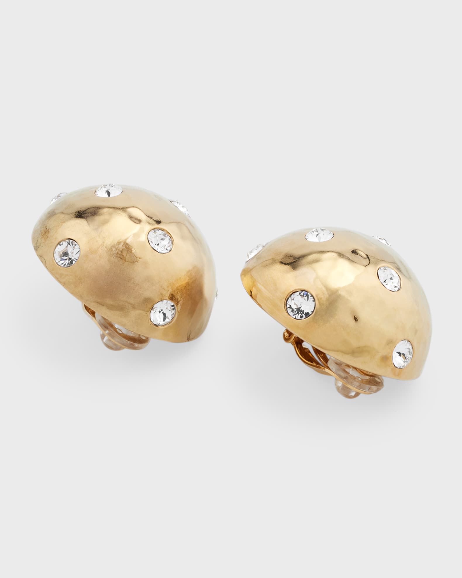 Saint Laurent Rhinestone Dome Clip On Earrings Neiman Marcus