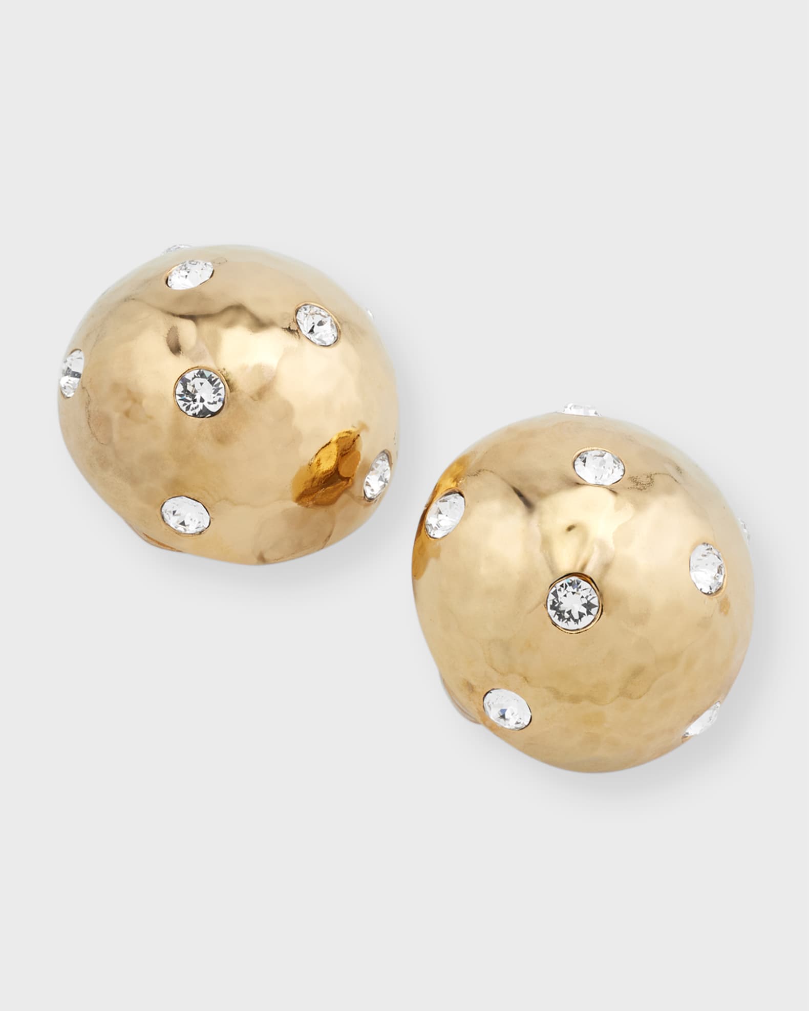 Saint Laurent Rhinestone Dome Clip On Earrings