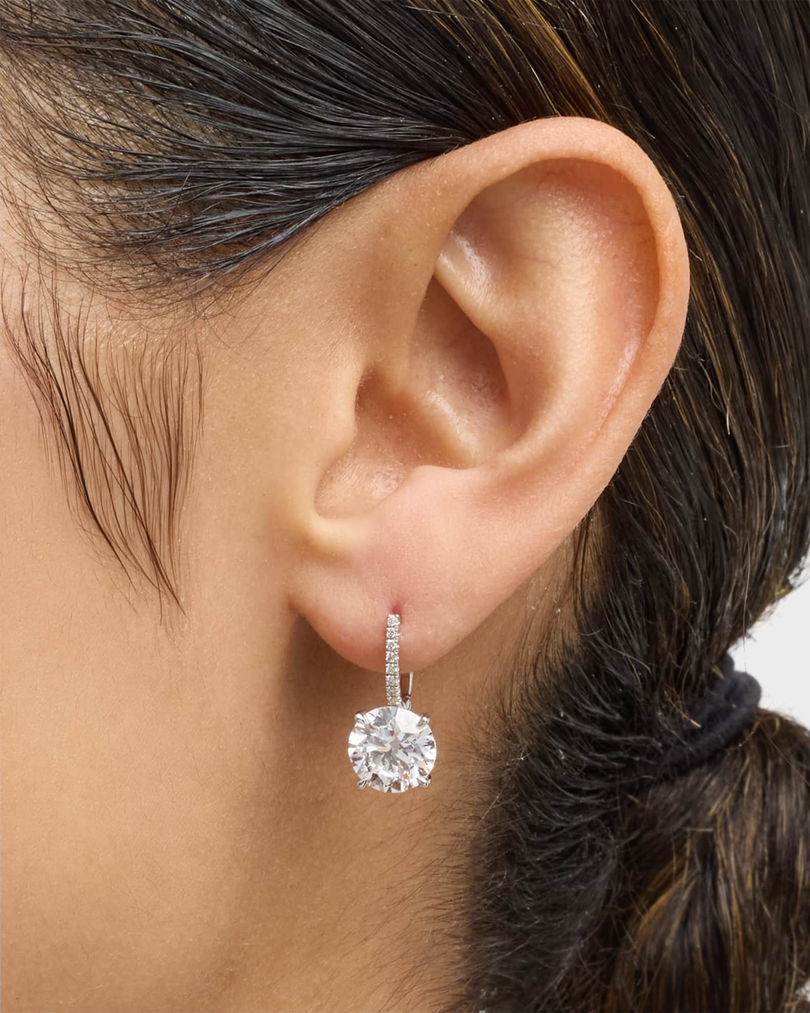 Lab Grown Diamond 18K White Gold Drop Earrings, 6.0tcw 1