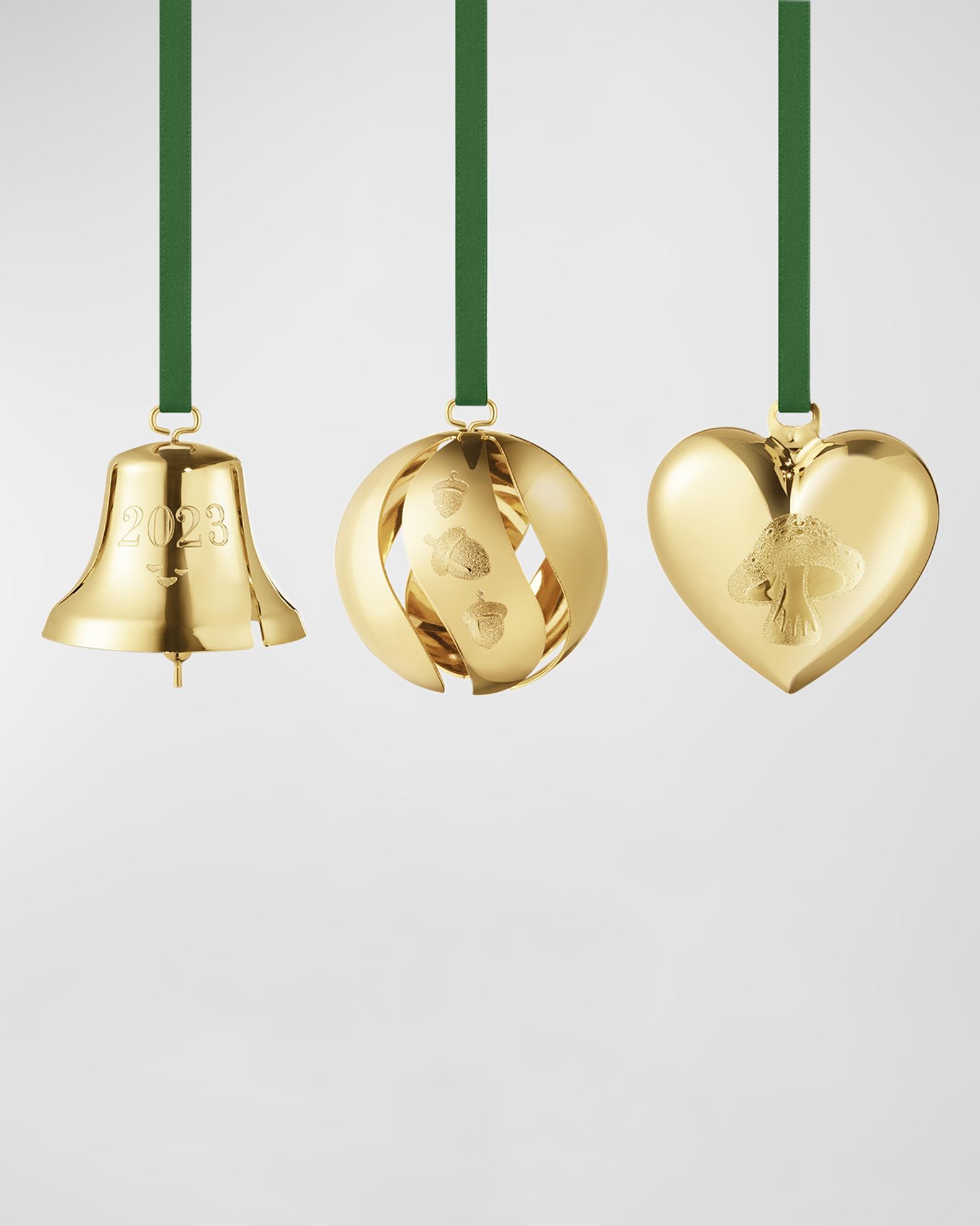 thumbnail image 2 of Georg Jensen Limited Edition Christmas Ornaments – 24k Gold Plated Brass, Denmark 2 of 4