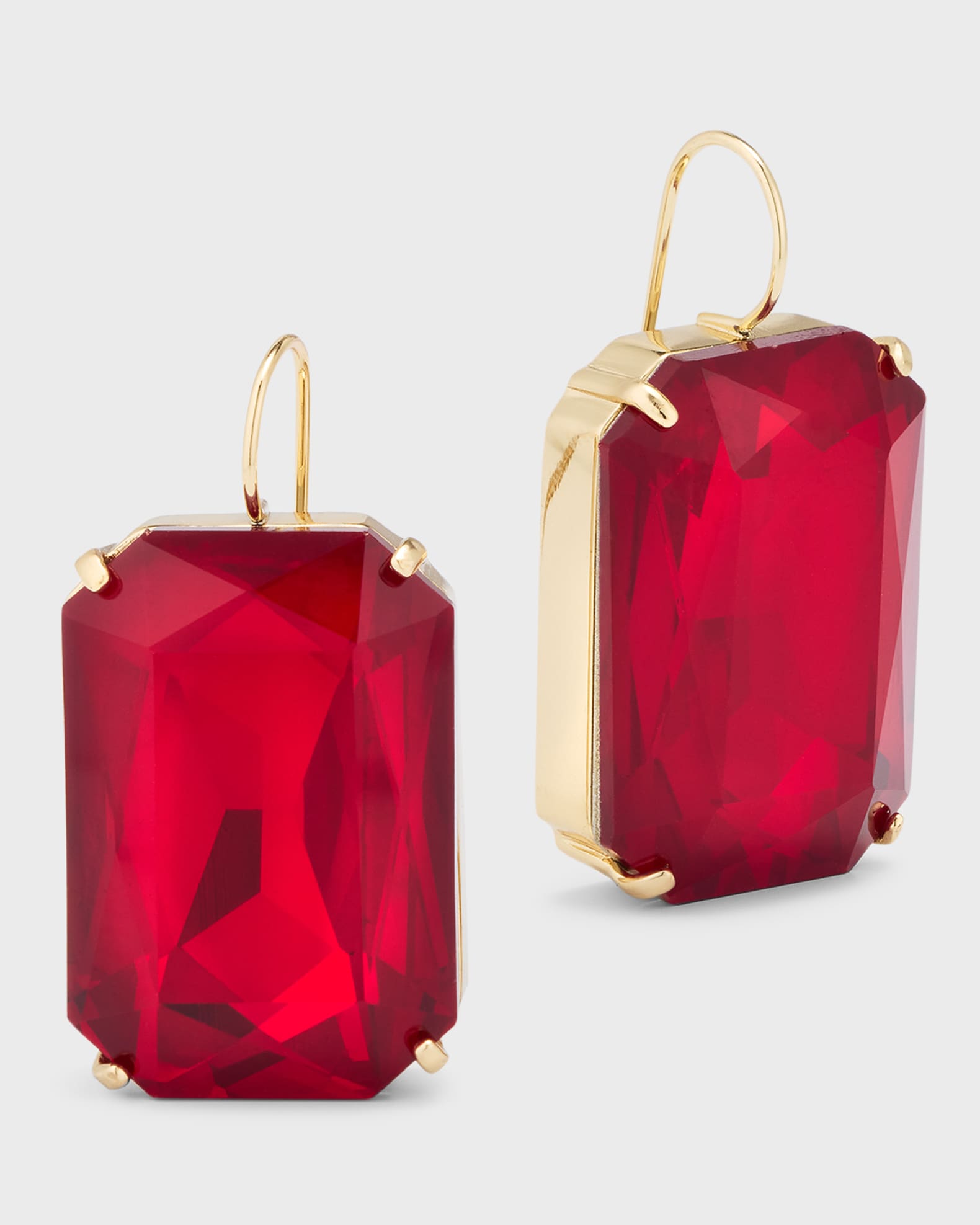 22K Gold Plated Rectangle Stone Fishhook Earrings 0