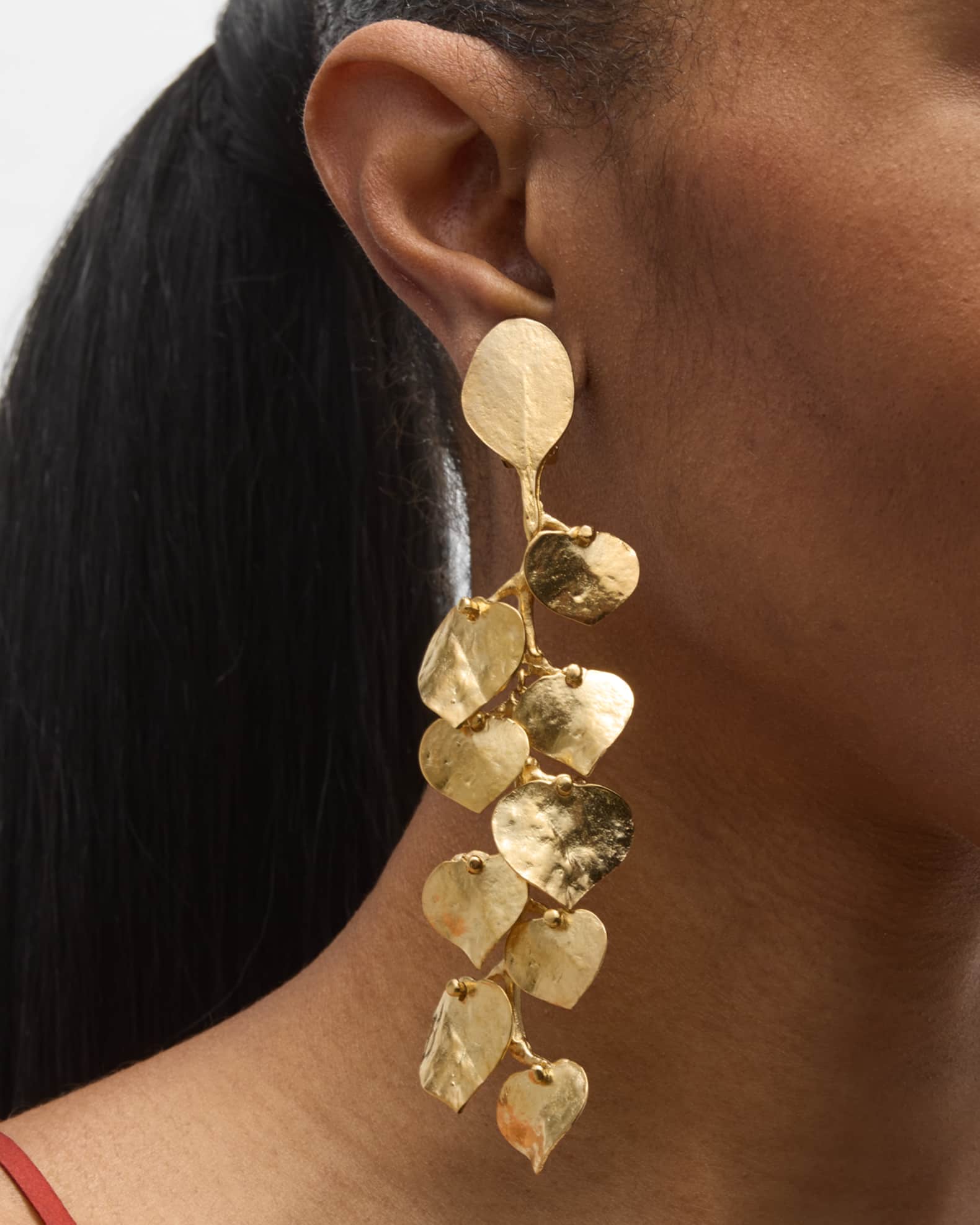 Leaves Cluster Drop Clip-On Earrings 1