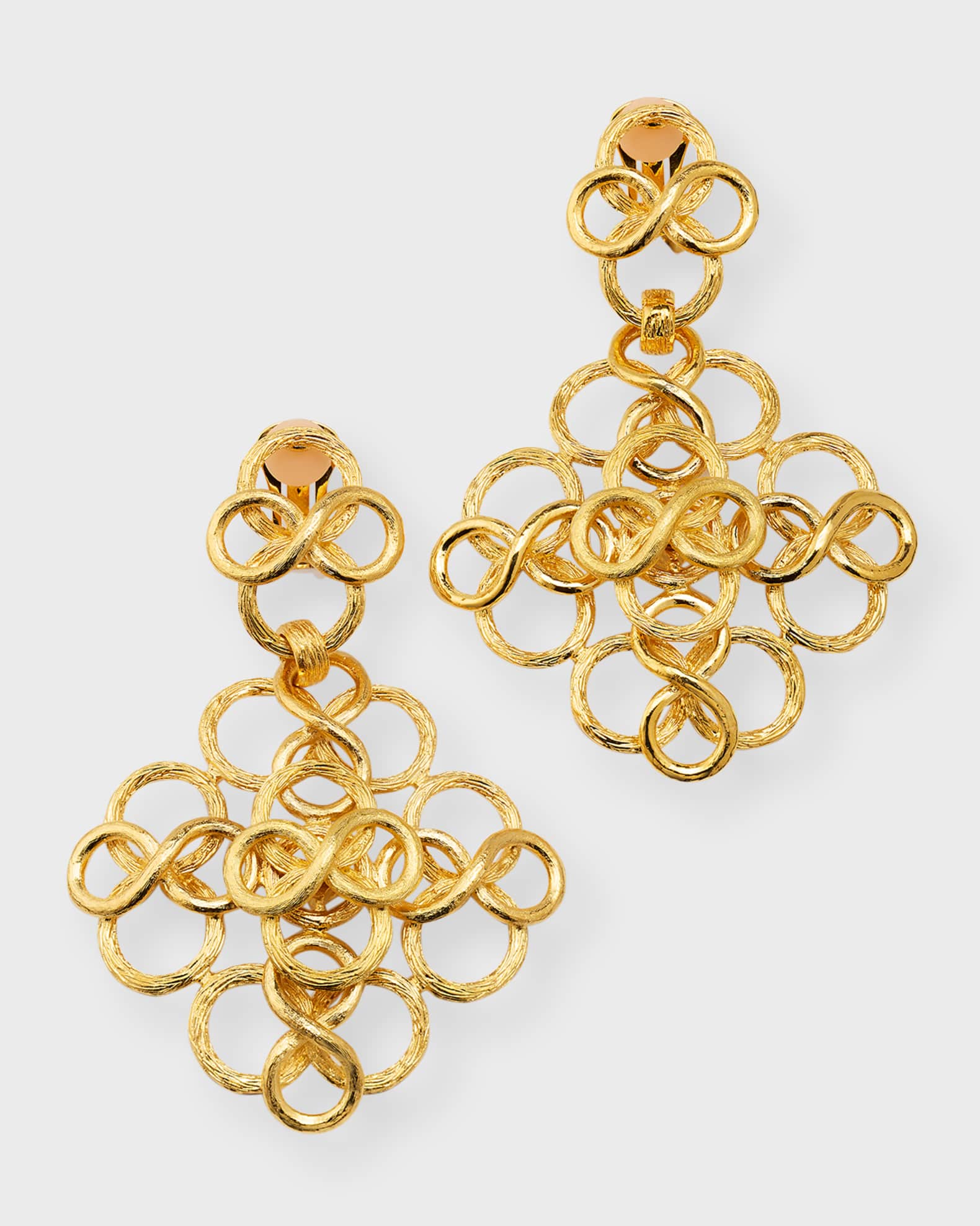 22K Yellow Gold Fancy Swiss Clip-On Drop Earrings 0