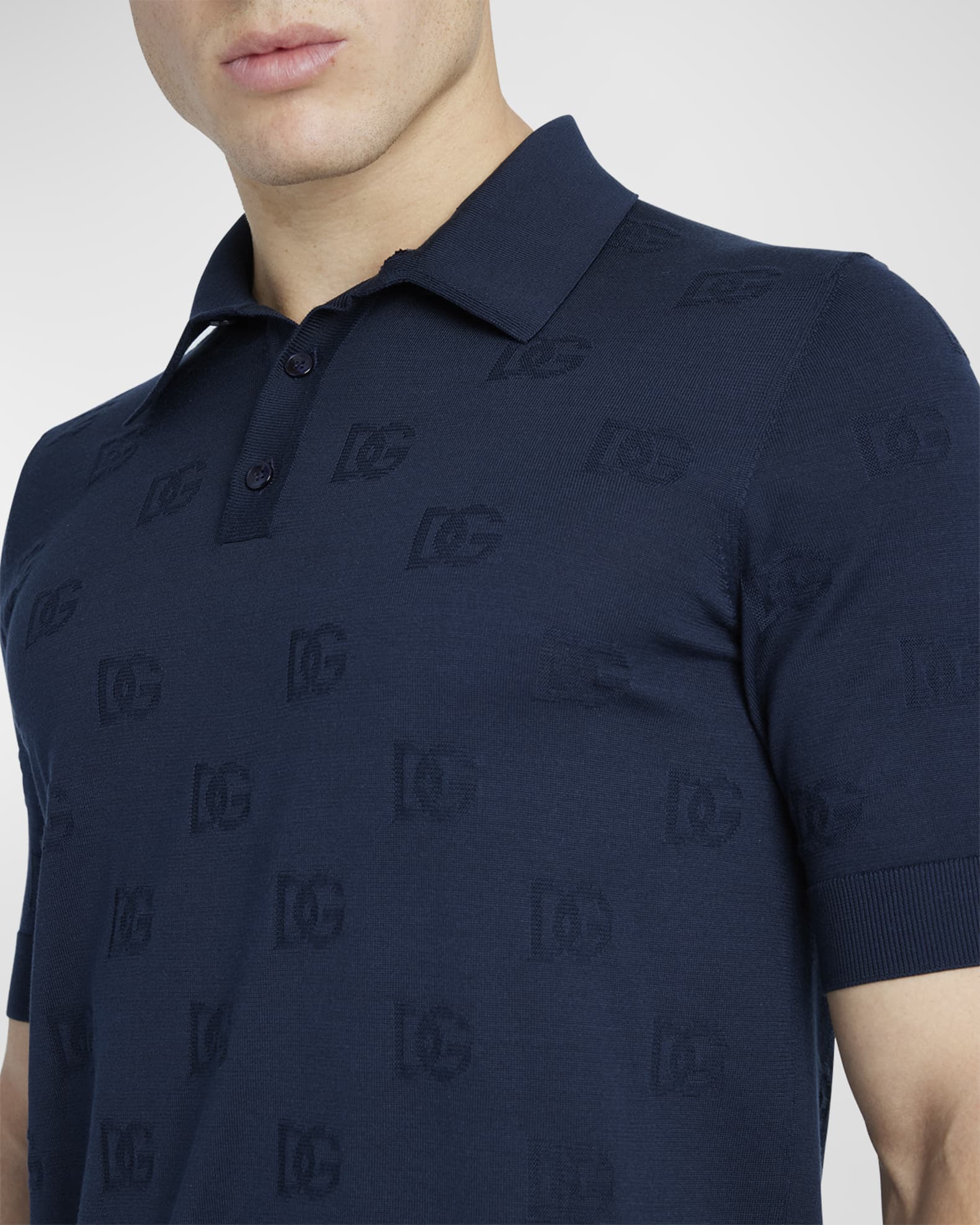 Dolce amp; Gabbana floral-jacquard silk-blend polo shirt - Blue