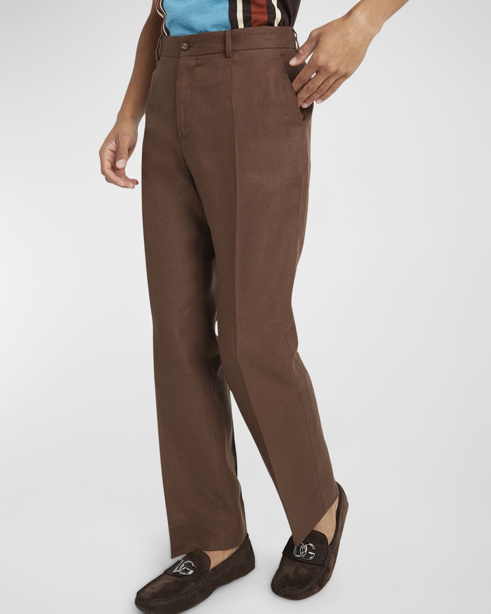 Dolce & Gabbana White Linen Formal Dress Men Trouser Pants main image 0
