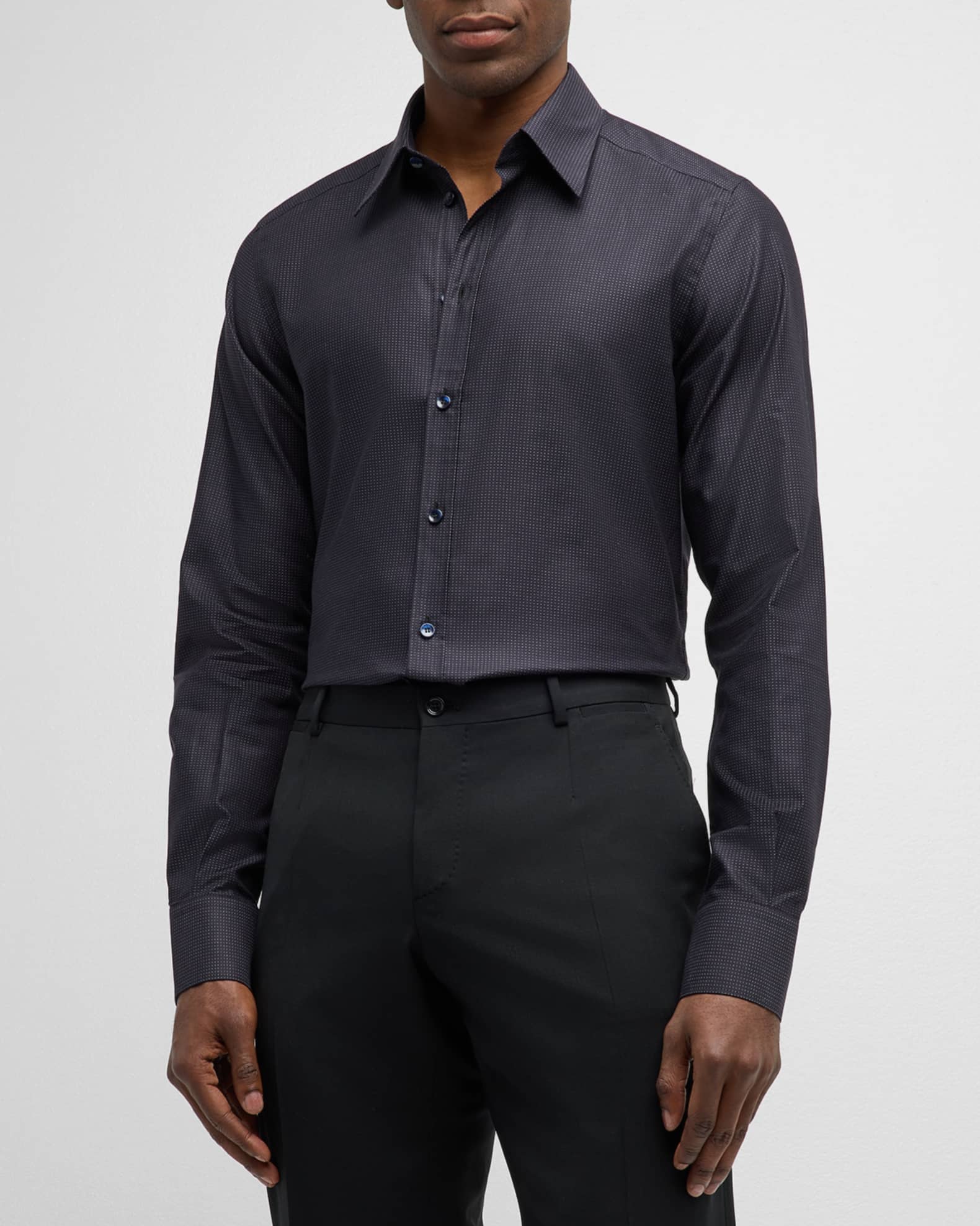 Men's Pindot Cotton Dress Shirt 1