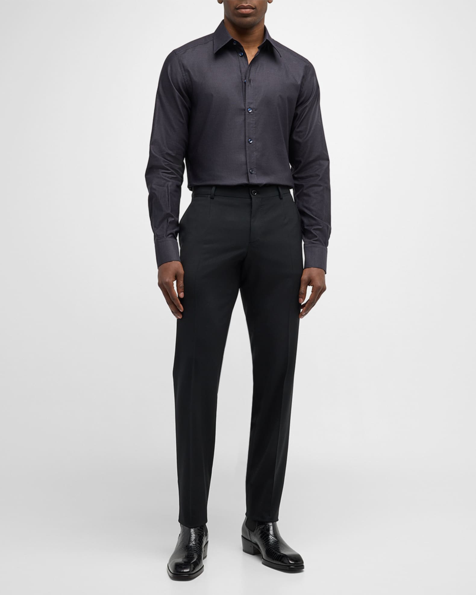 Dolce&Gabbana Men's Pindot Cotton Dress Shirt | Neiman Marcus