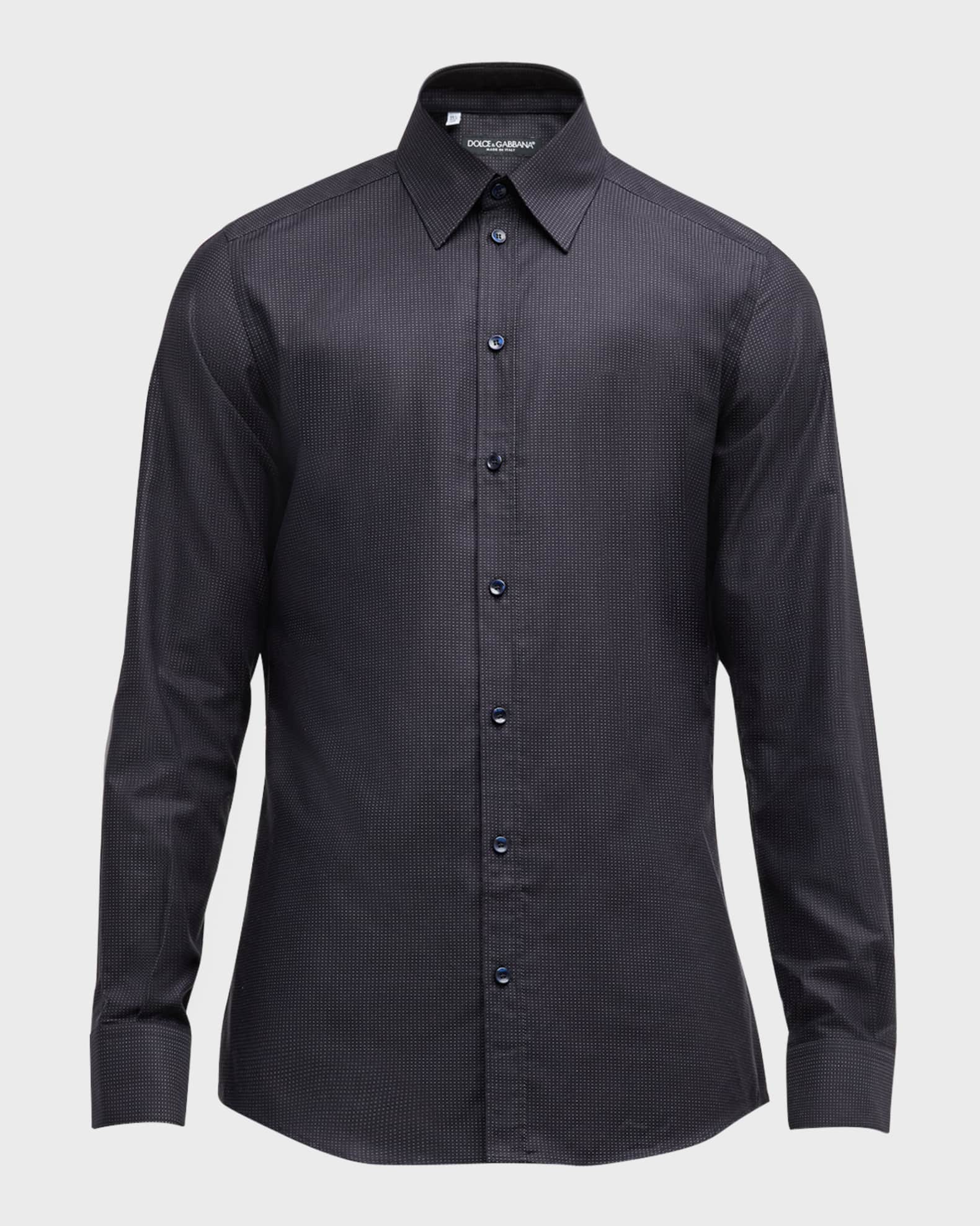 Men's Pindot Cotton Dress Shirt 0