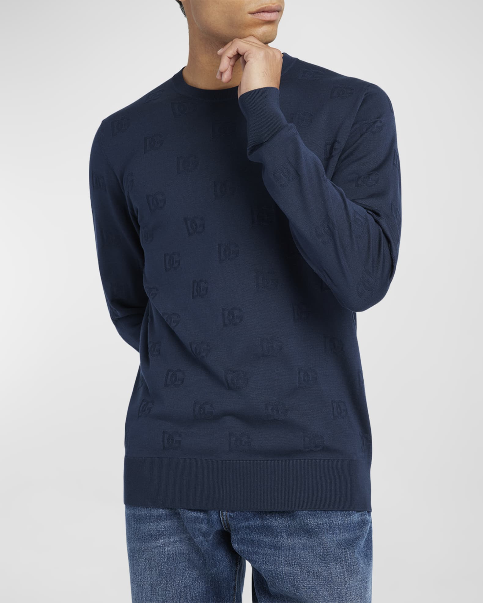 Dolce & Gabbana Red Eye Print Crew Neck Men Pullover Sweater