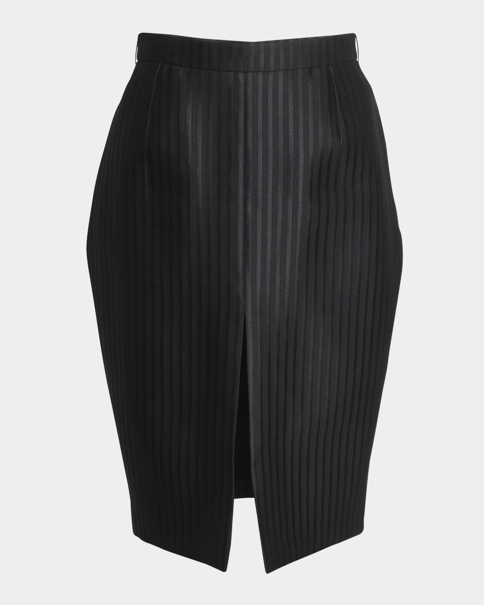 Striped Pencil Skirt with Front Slit