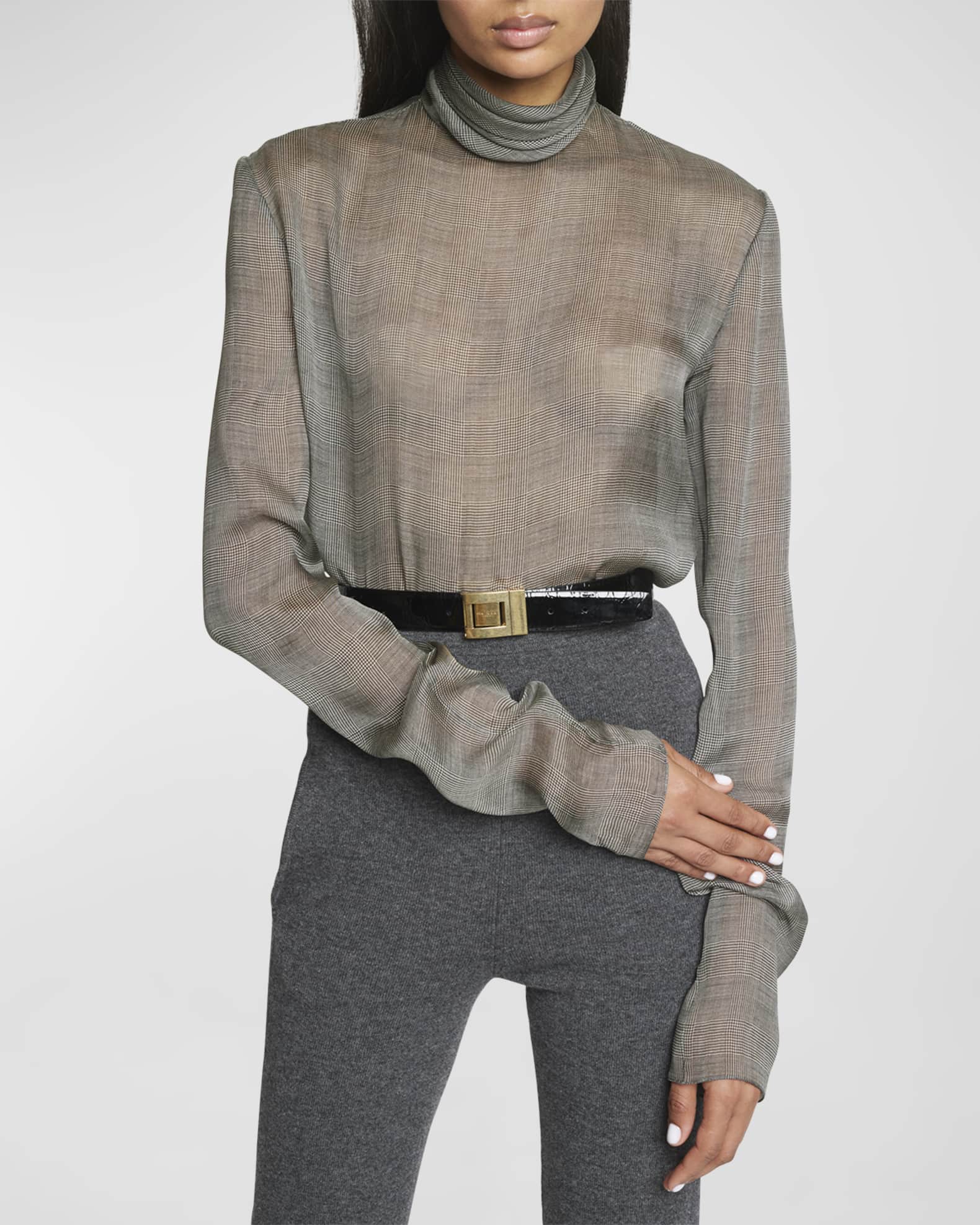 Sheer high neck blouse hot sale