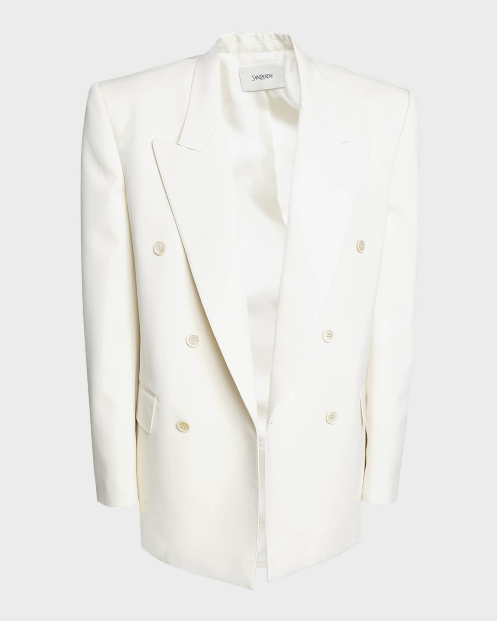 Saint Laurent pinstripe wool-blend coat - Black