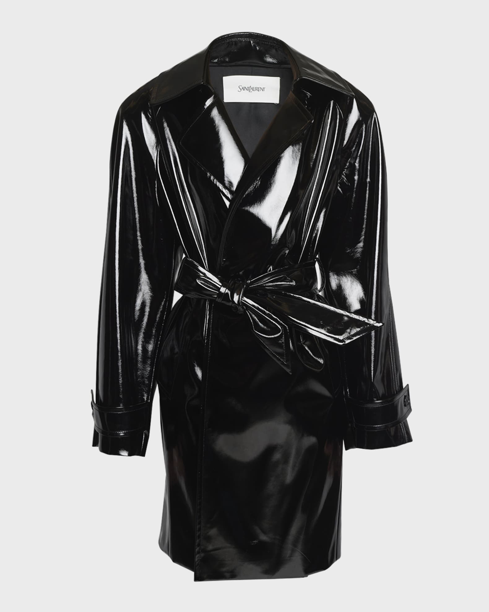 Saint Laurent Vinyl Belted Trench Coat