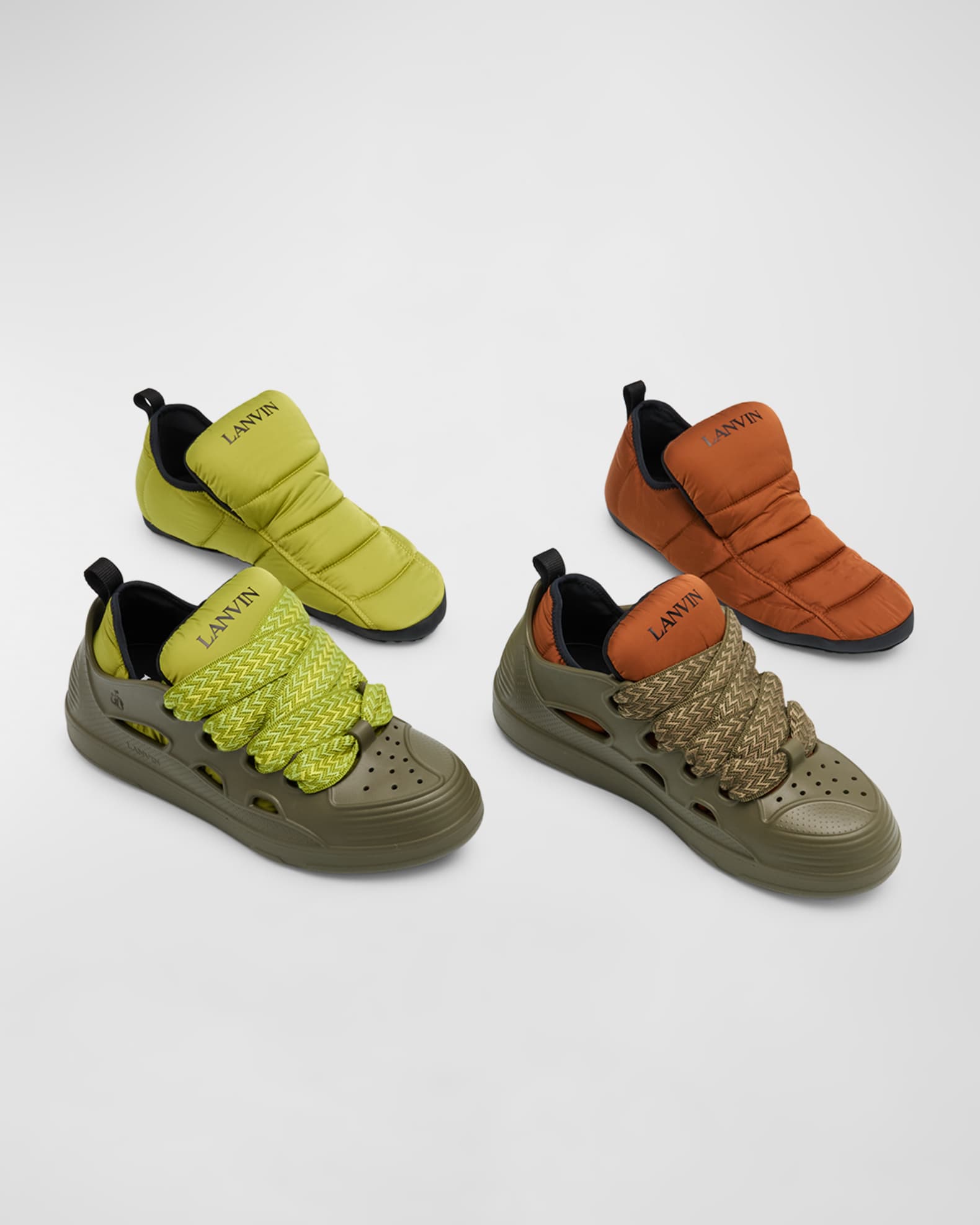 Lanvin Men's Curb Rubber Jumbo-Lace Sneakers | Neiman Marcus