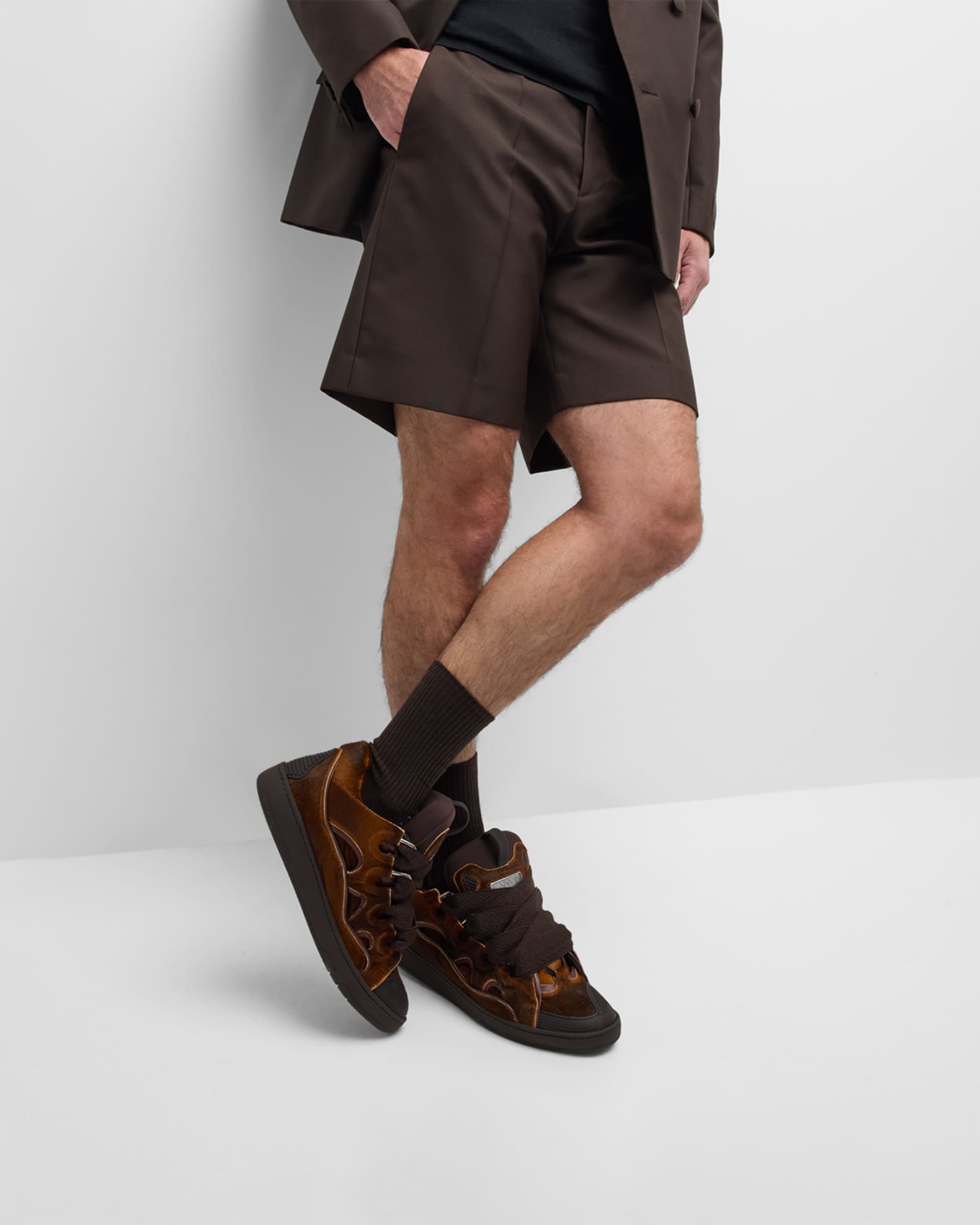 Men's Curb Pony-Effect Leather Low-Top Sneakers 1