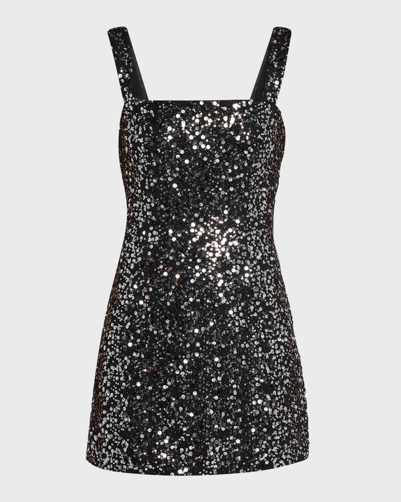Benson Sequined Bodycon Square-Neck Mini Dress 0