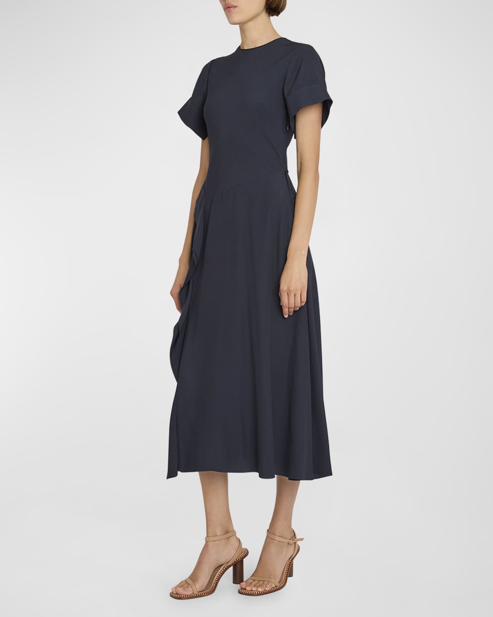 Ulla L S Short Wrap Dress Deep Taupe