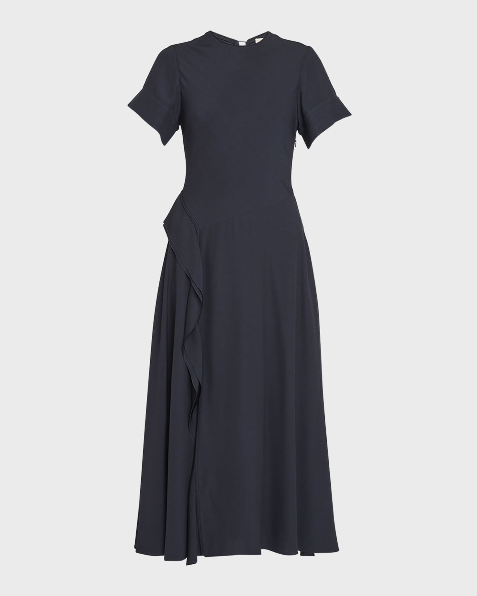 Ulla Johnson Cassia Ruffled Short Sleeve Midi Crepe Dress Neiman