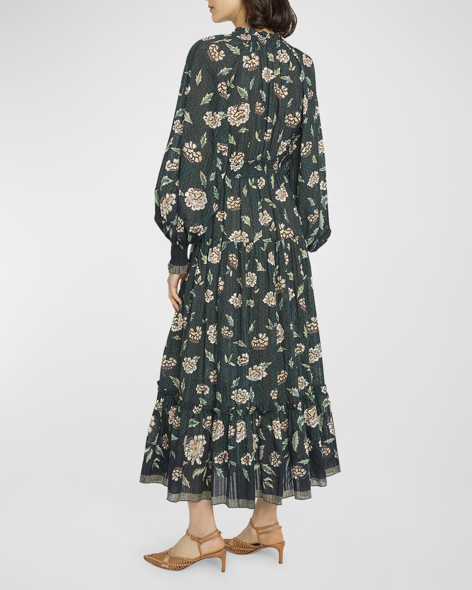 Ulla Johnson Katerina Puff-Sleeve Printed Midi Dress | Neiman Marcus