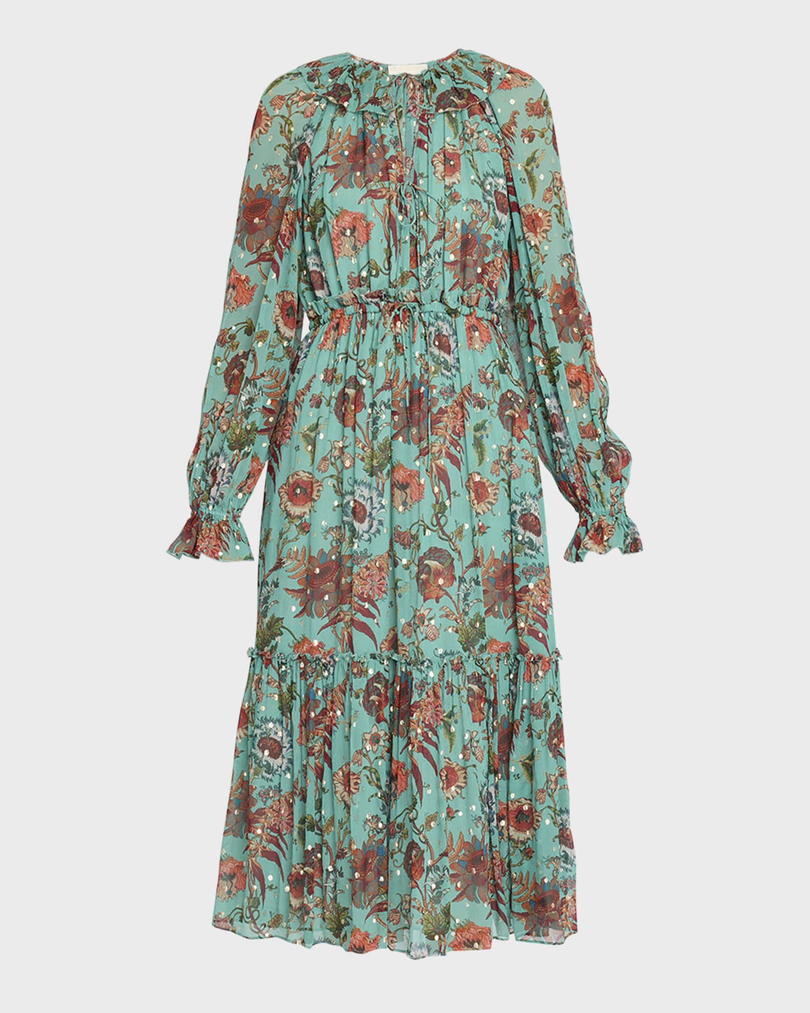 Ulla Johnson Audette Tiered Floral Silk Chiffon Dress | Neiman Marcus
