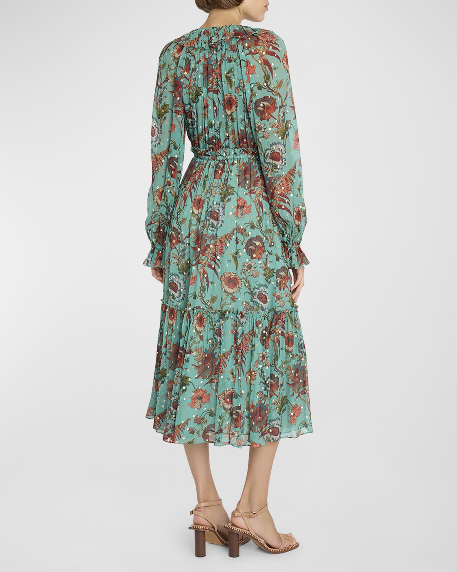 Ulla Johnson Audette Tiered Floral Silk Chiffon Dress | Neiman Marcus