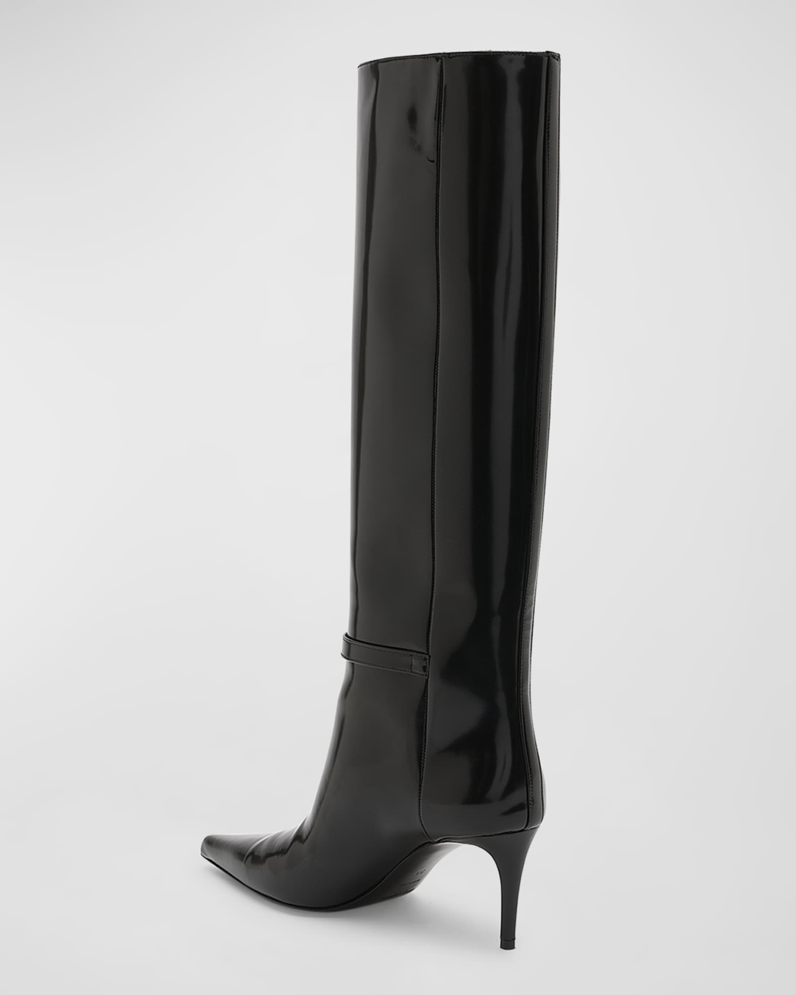 Saint Laurent Lee Patent Buckle Knee Boots | Neiman Marcus