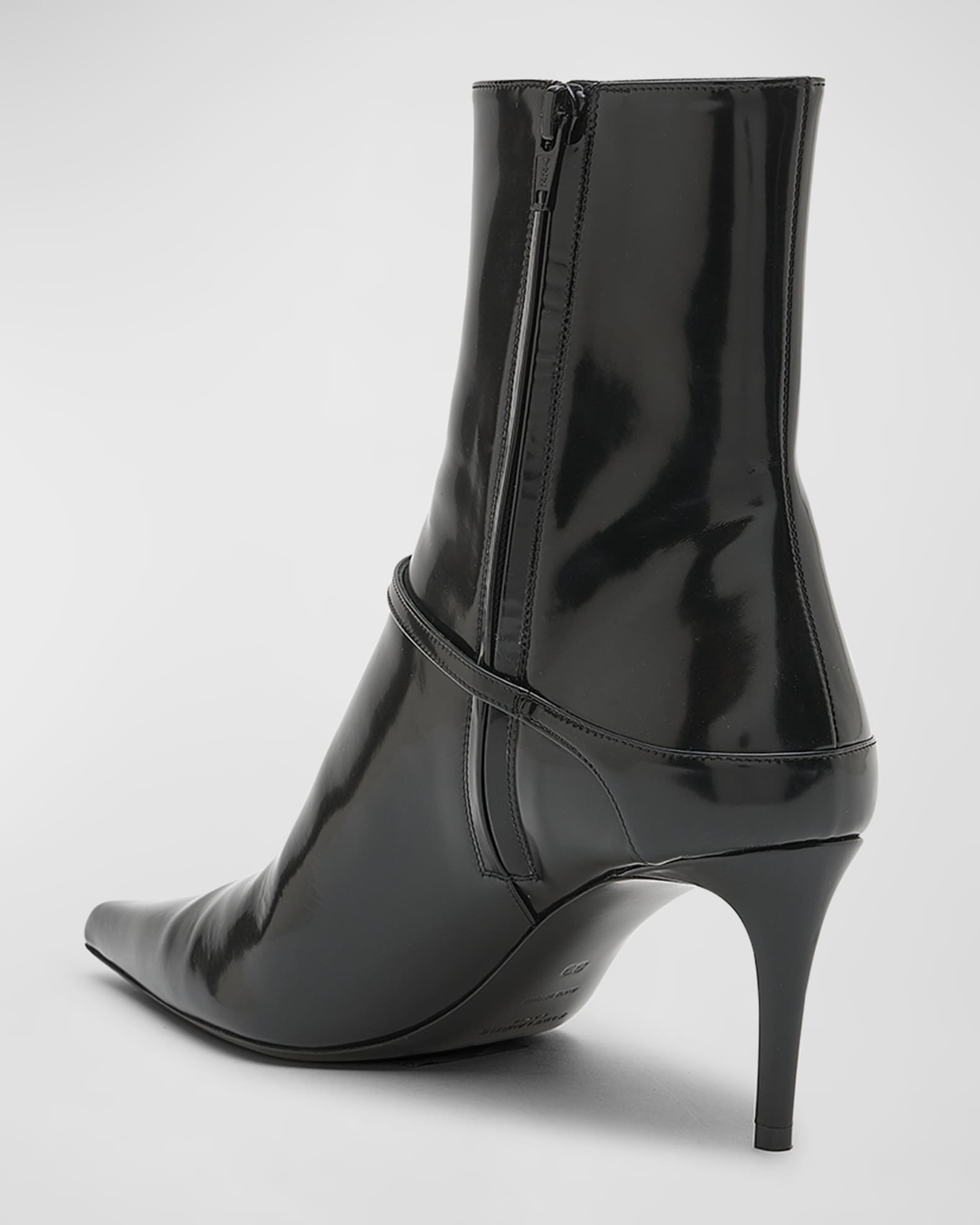 Saint Laurent Vendome Patent Buckle Stiletto Booties | Neiman Marcus