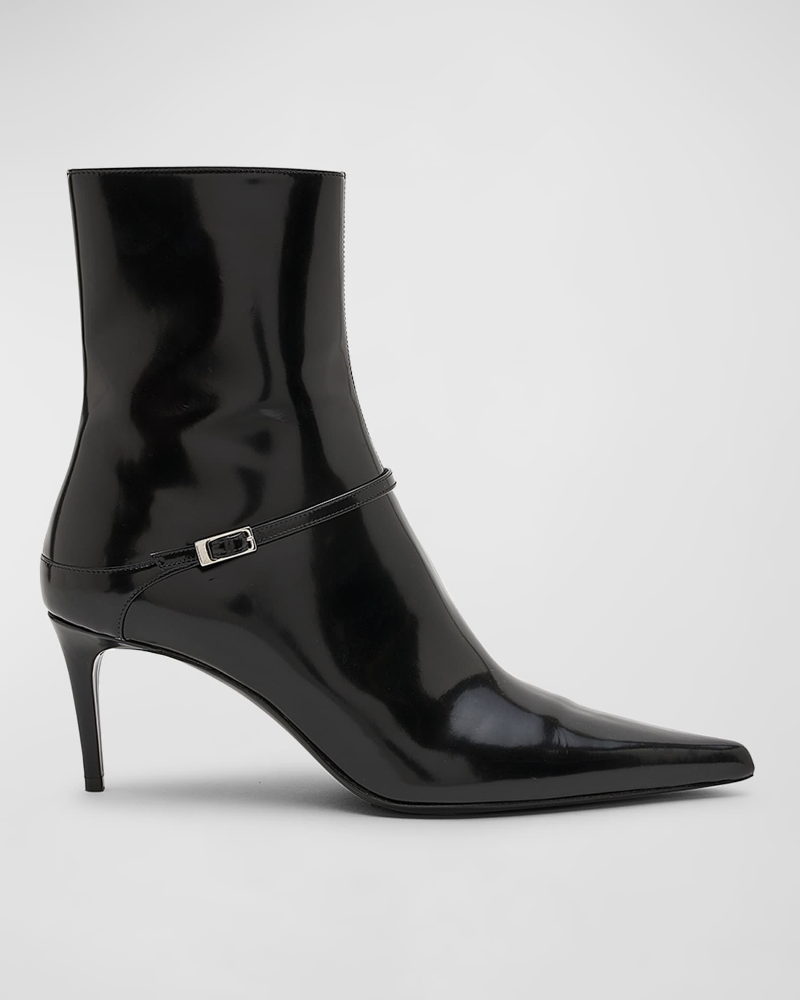 Beverly black patent buckle heeled hotsell ankle boots