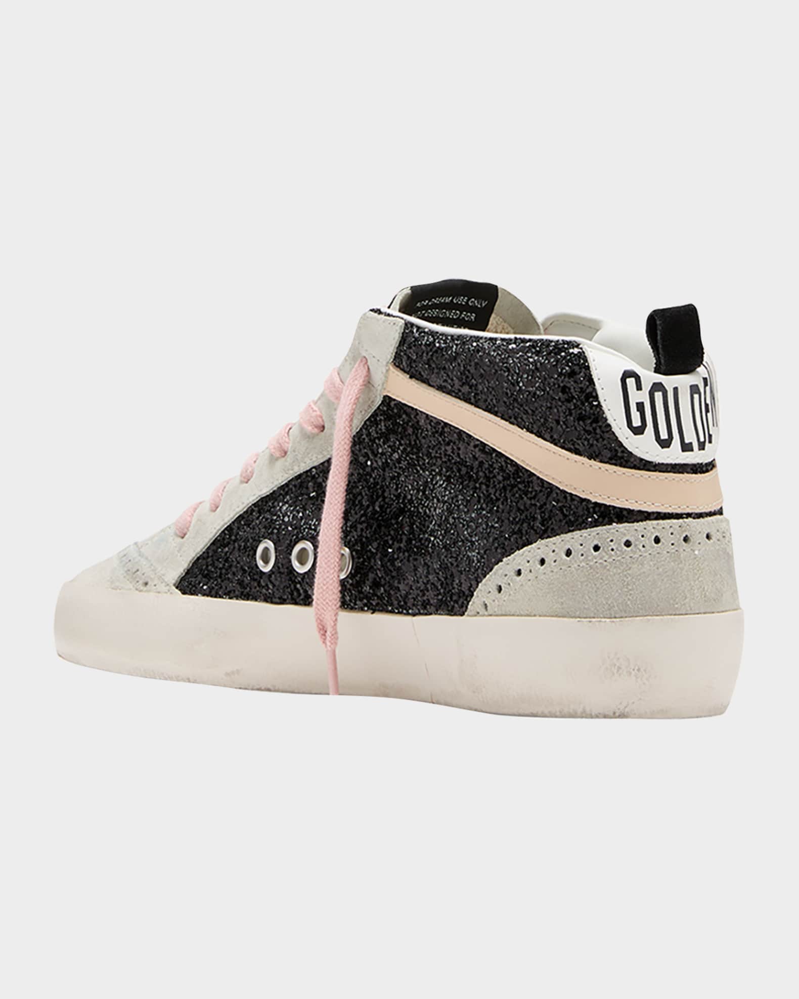 Golden Goose Mid Star Glitter Leopard Wing-Tip Sneakers | Neiman