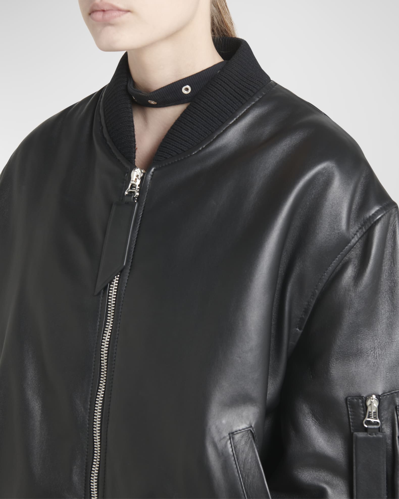 Anja leather bomber jacket