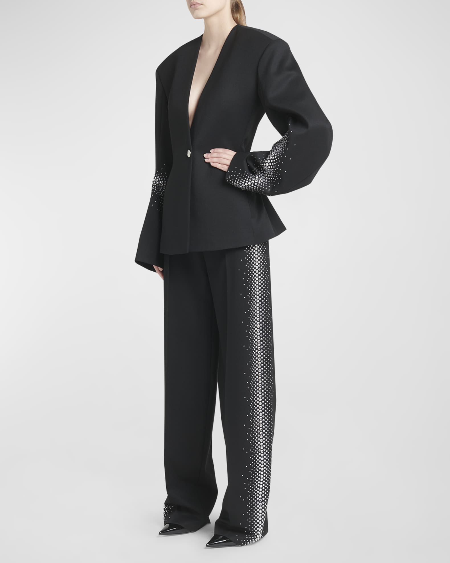 Strass Embellished Suit Neiman Marcus