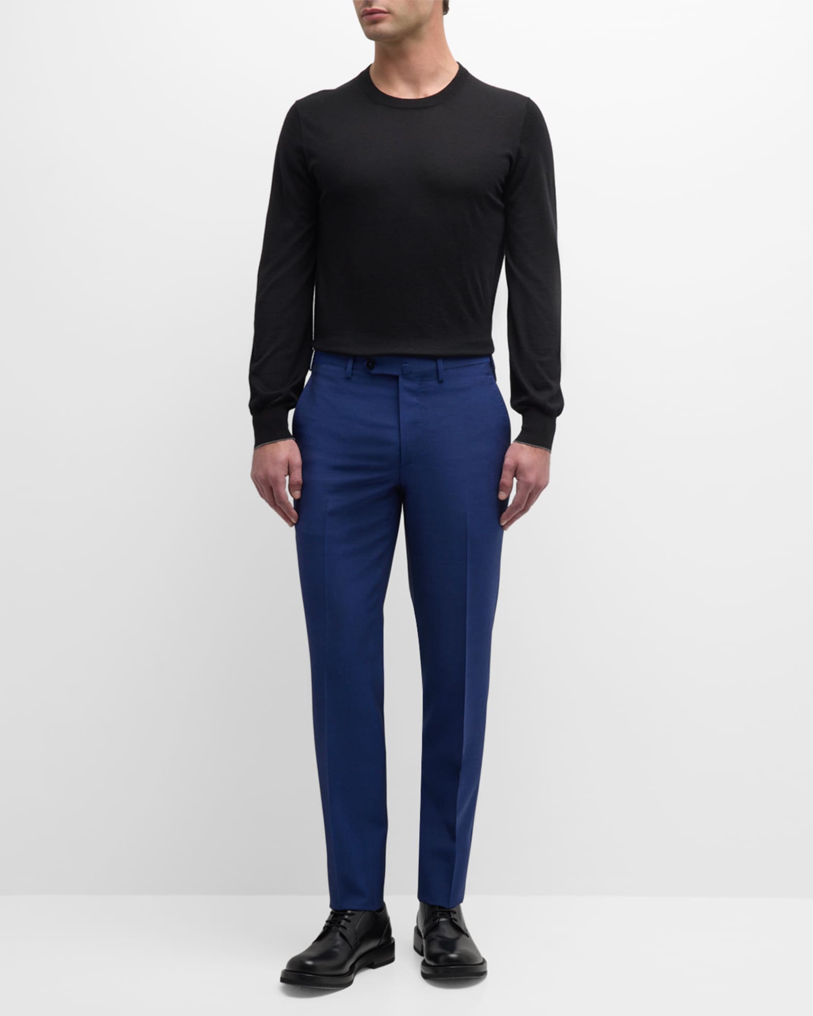Men's Flat-Front Trousers - Thumbnail 2