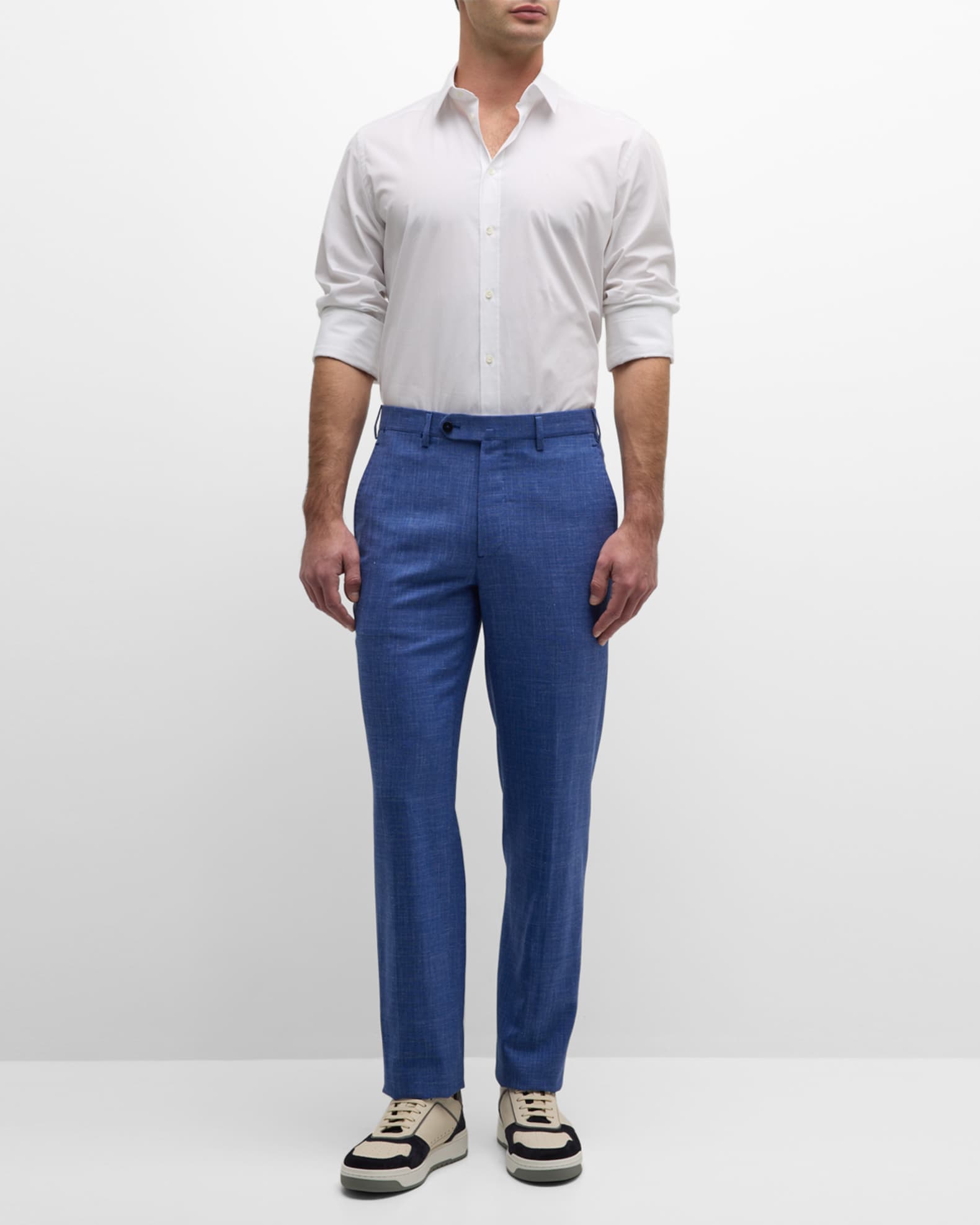 Men's Cropped Linen-Blend Pants 1