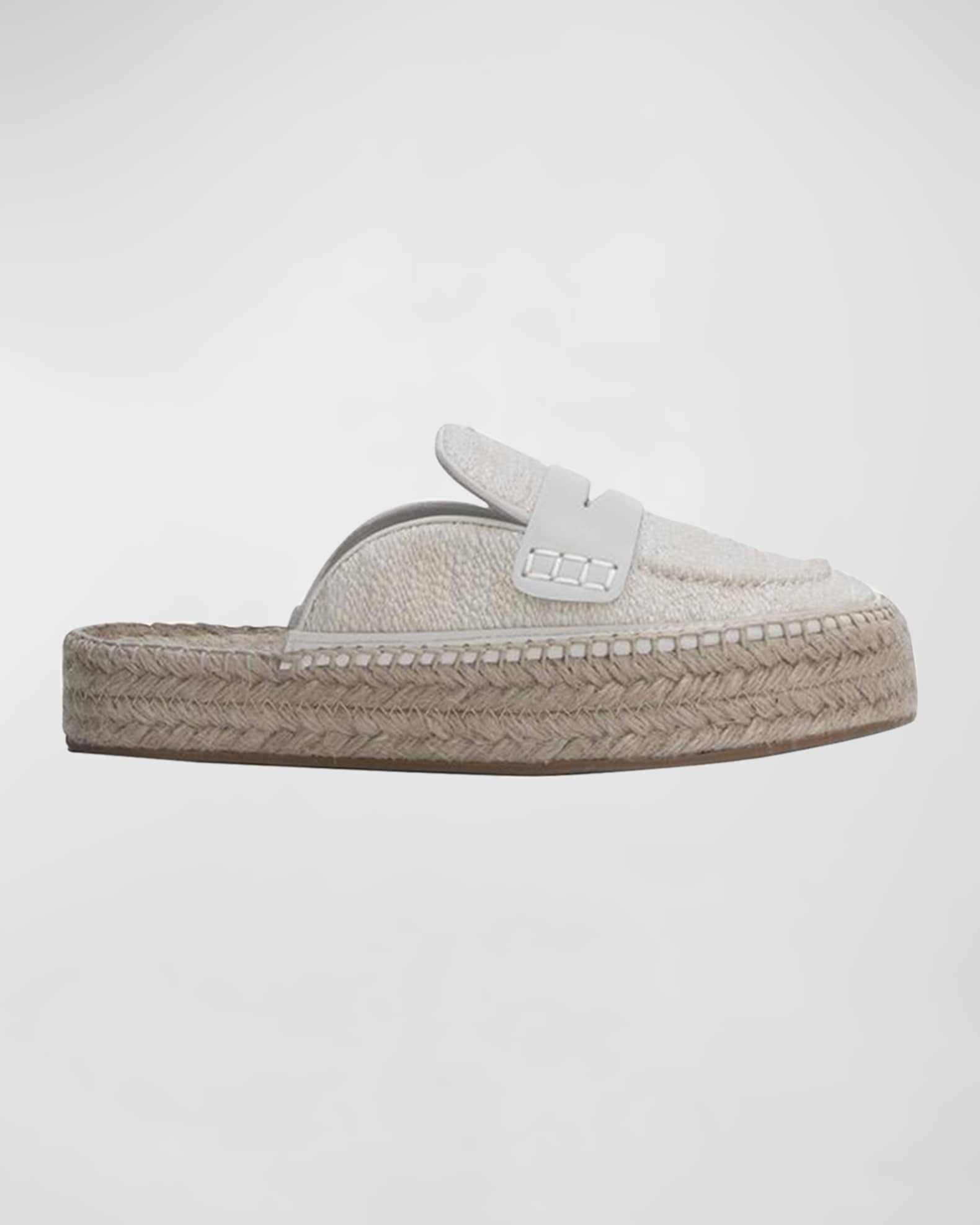 Louis Vuitton espadrille platform clogs white leather strap wedges sandals  $1800