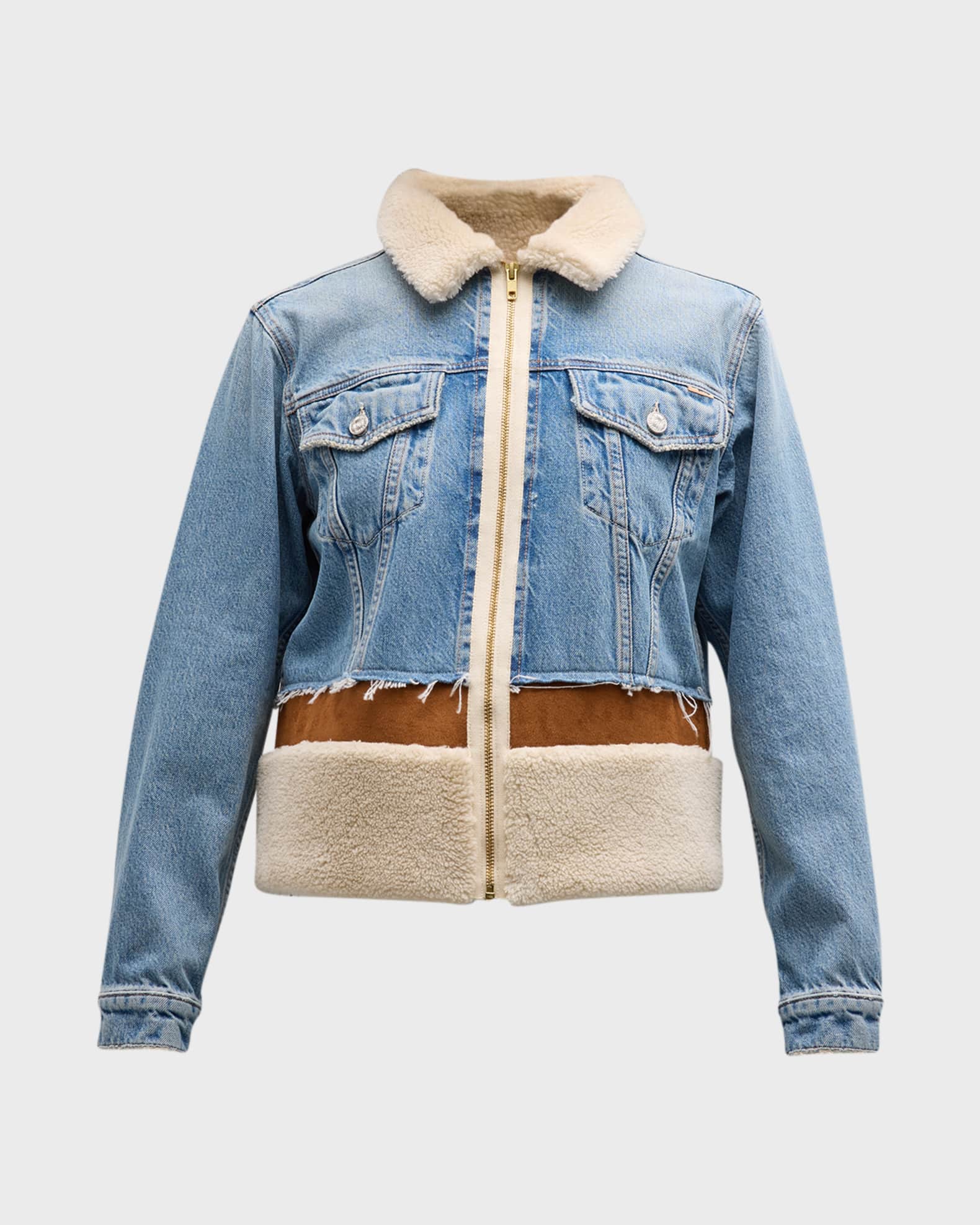 MOTHER The Cut and Paste Denim Combo Jacket | Neiman Marcus