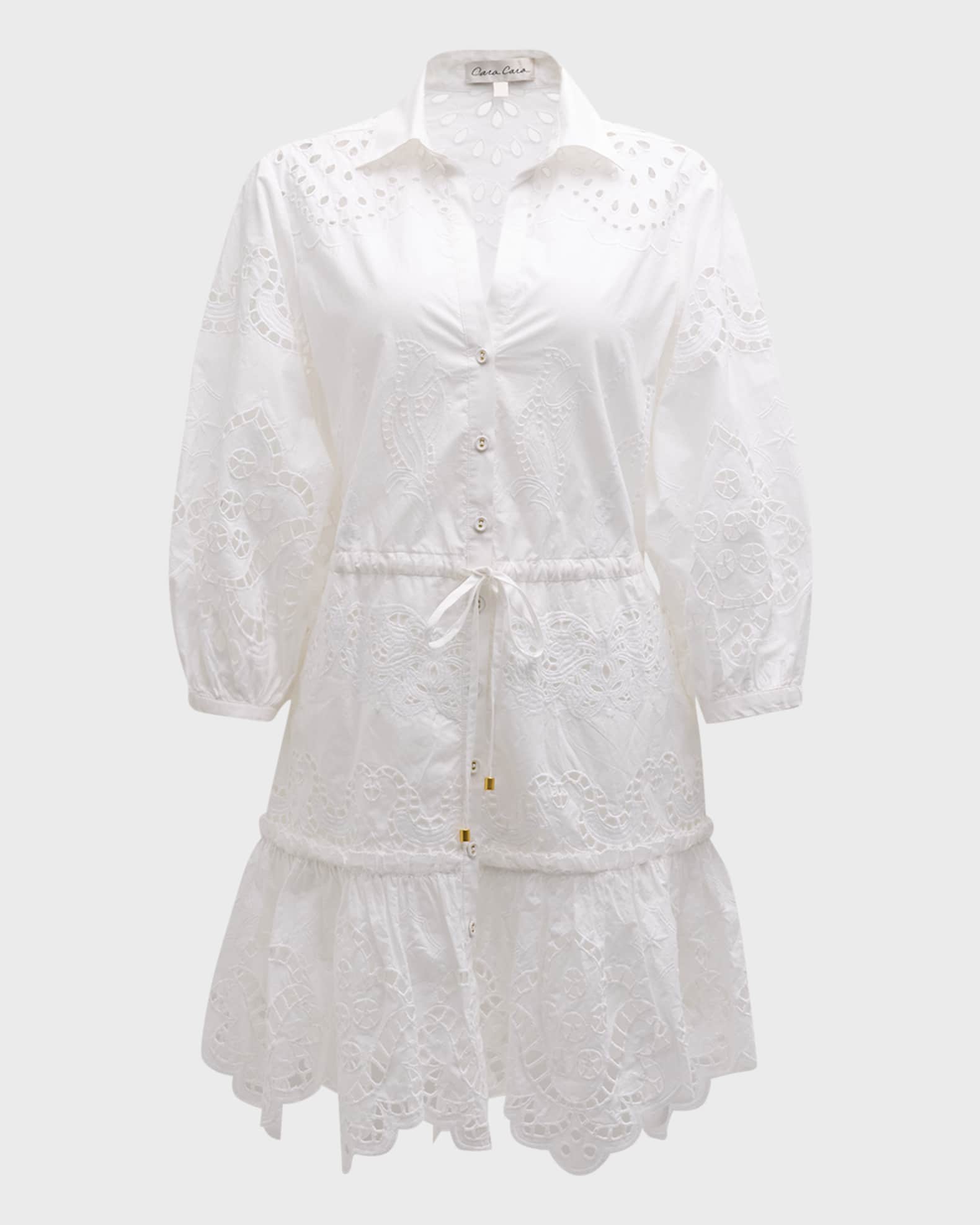 Cara Cara Robin Embroidered Cotton Poplin Mini Dress Neiman Marcus