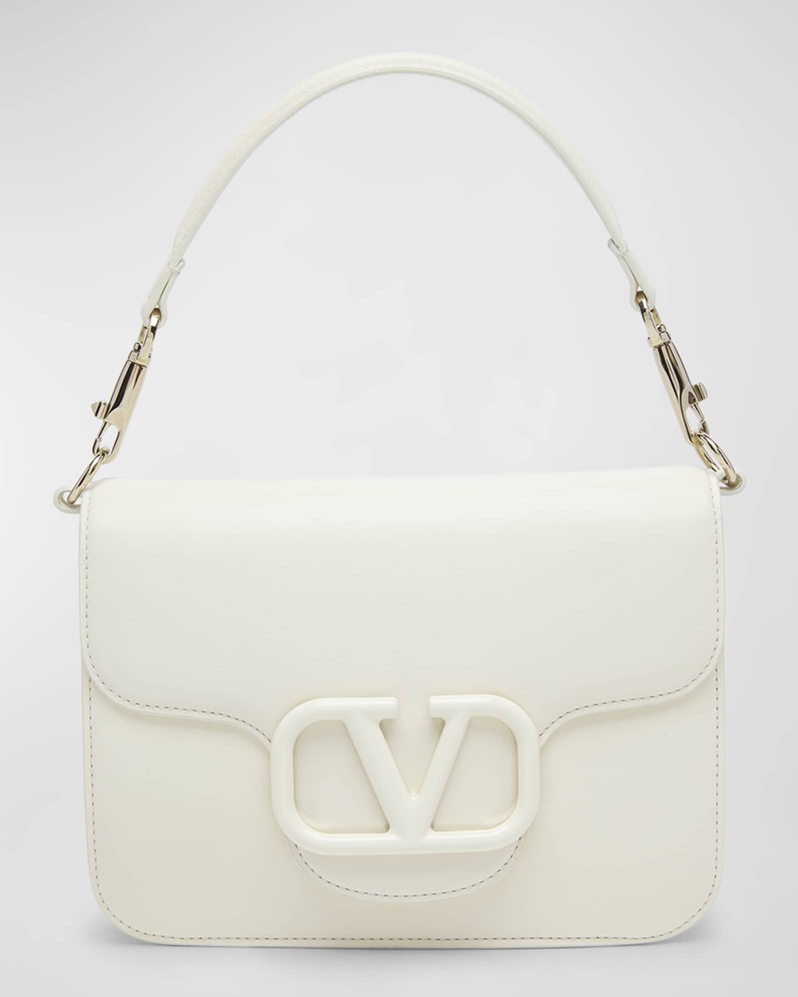 Valentino Garavani V Loco Small Light Ivory Leather Shoulder Bag New