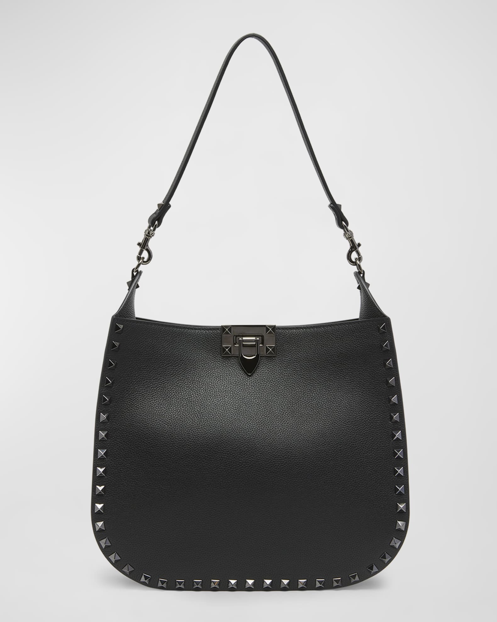 Mini rockstud grainy calfskin hobo top bag