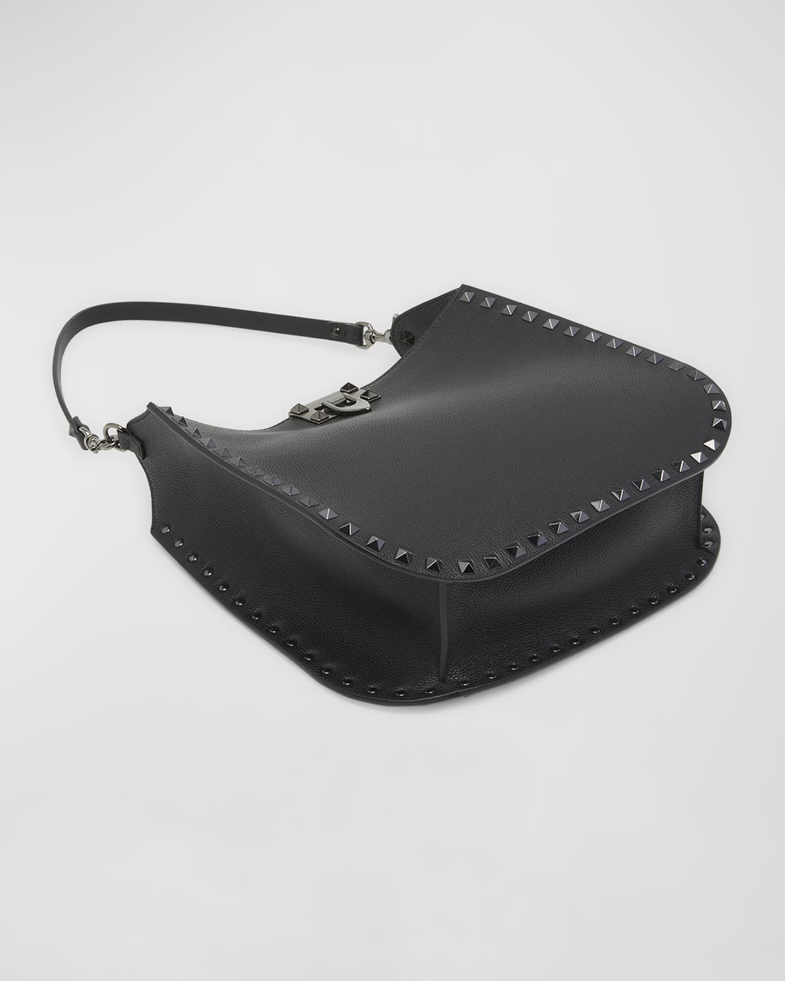 Valentino Garavani Small Rockstud Grainy Leather Hobo Bag | Neiman Marcus