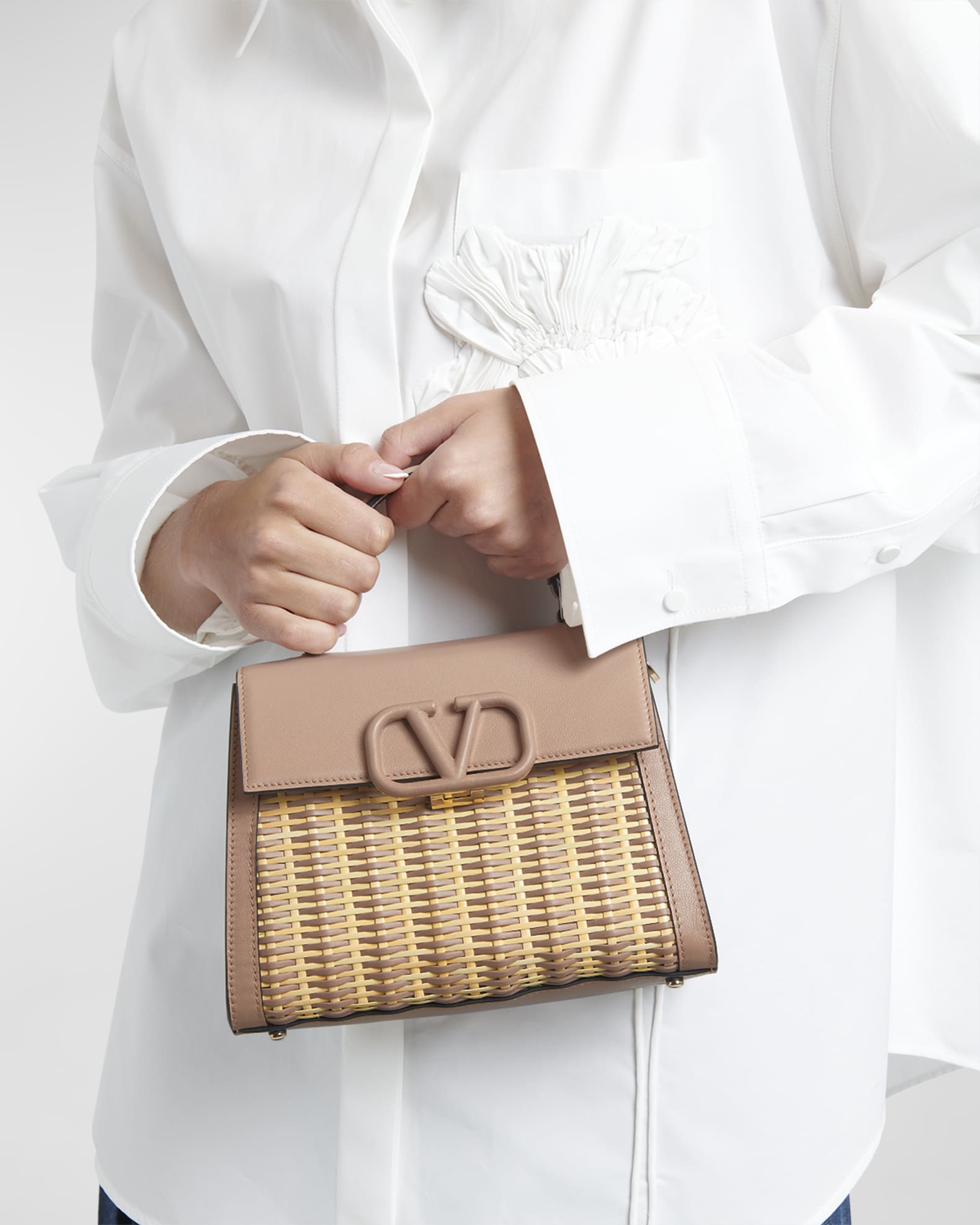 VSLING Small Straw Top Handle Bag