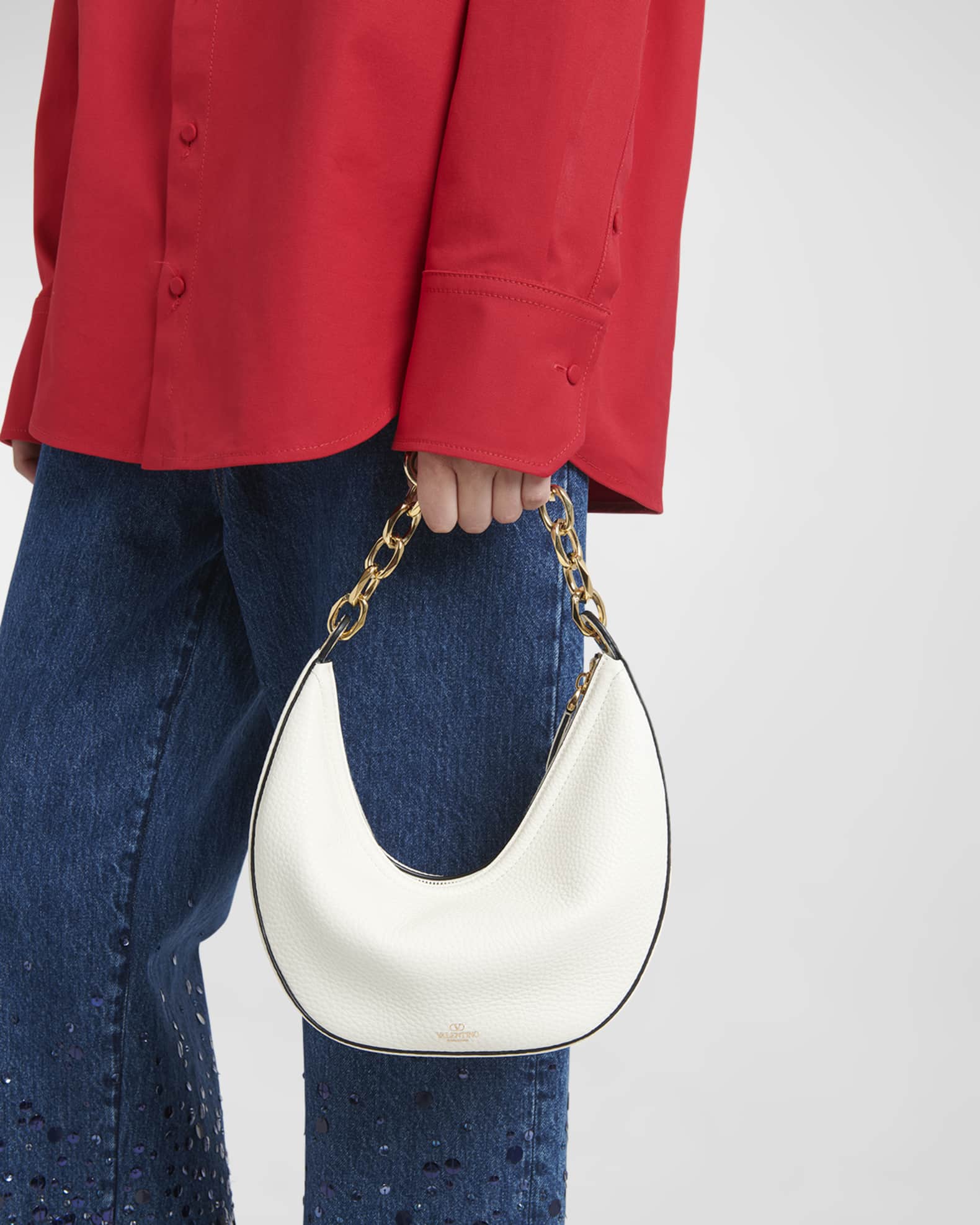 ショルダーバッグ・ポシェット VALENTINO Valentino Garavani Go-Hobo Small Leather Bag Valentino Garavani Valentino Black Leather Go-hobo Small