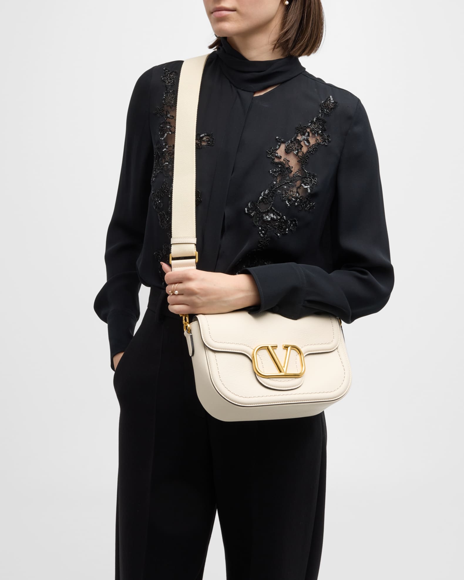Loco VLOGO Flap Leather Shoulder Bag