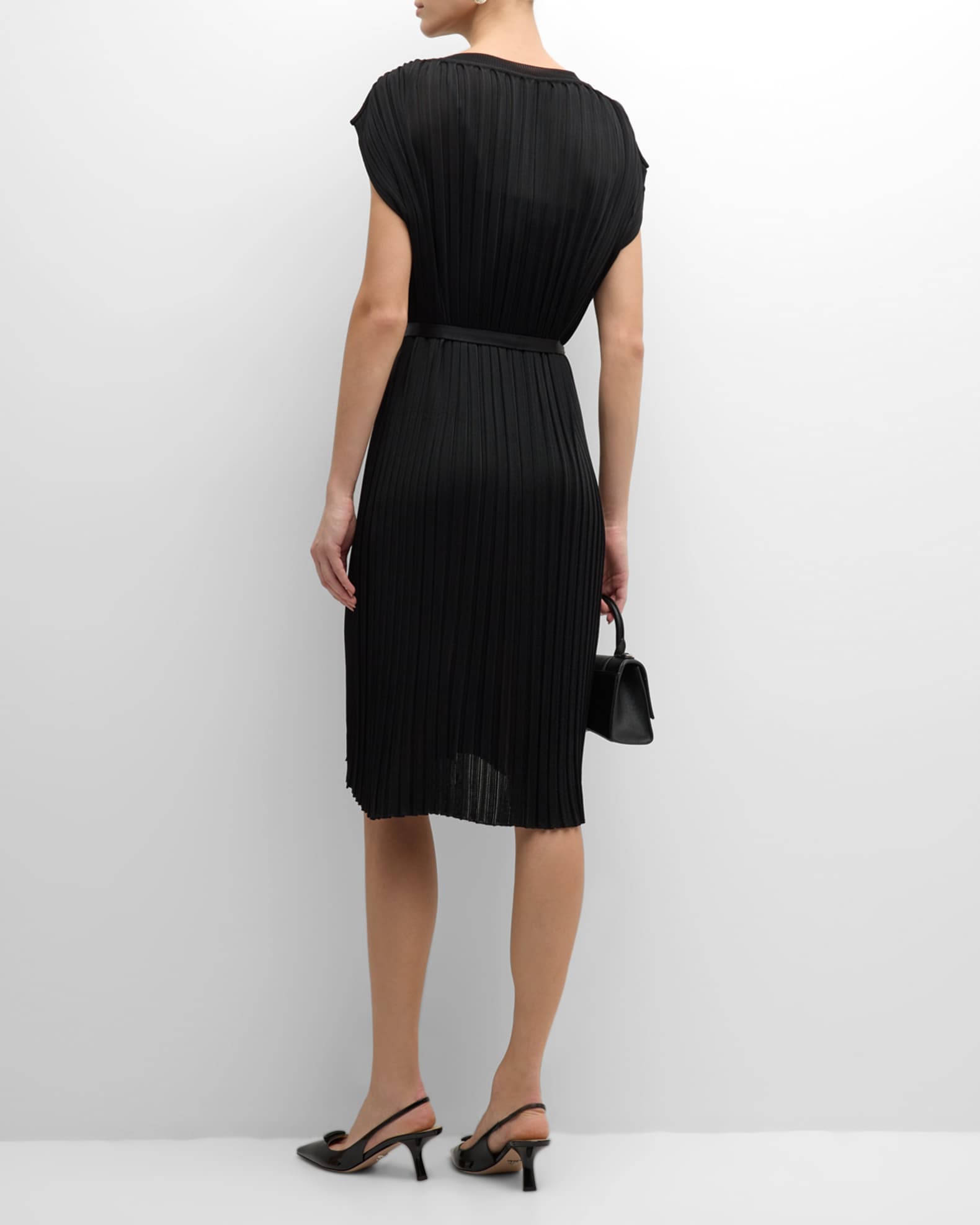 TSE Cashmere Ribbed Cap-Sleeve High-Low Midi Dress | Neiman Marcus