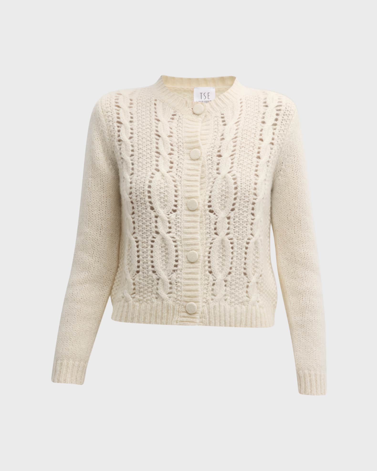 TSE Cashmere Cashmere Cable-Knit Button-Down Cardigan | Neiman Marcus