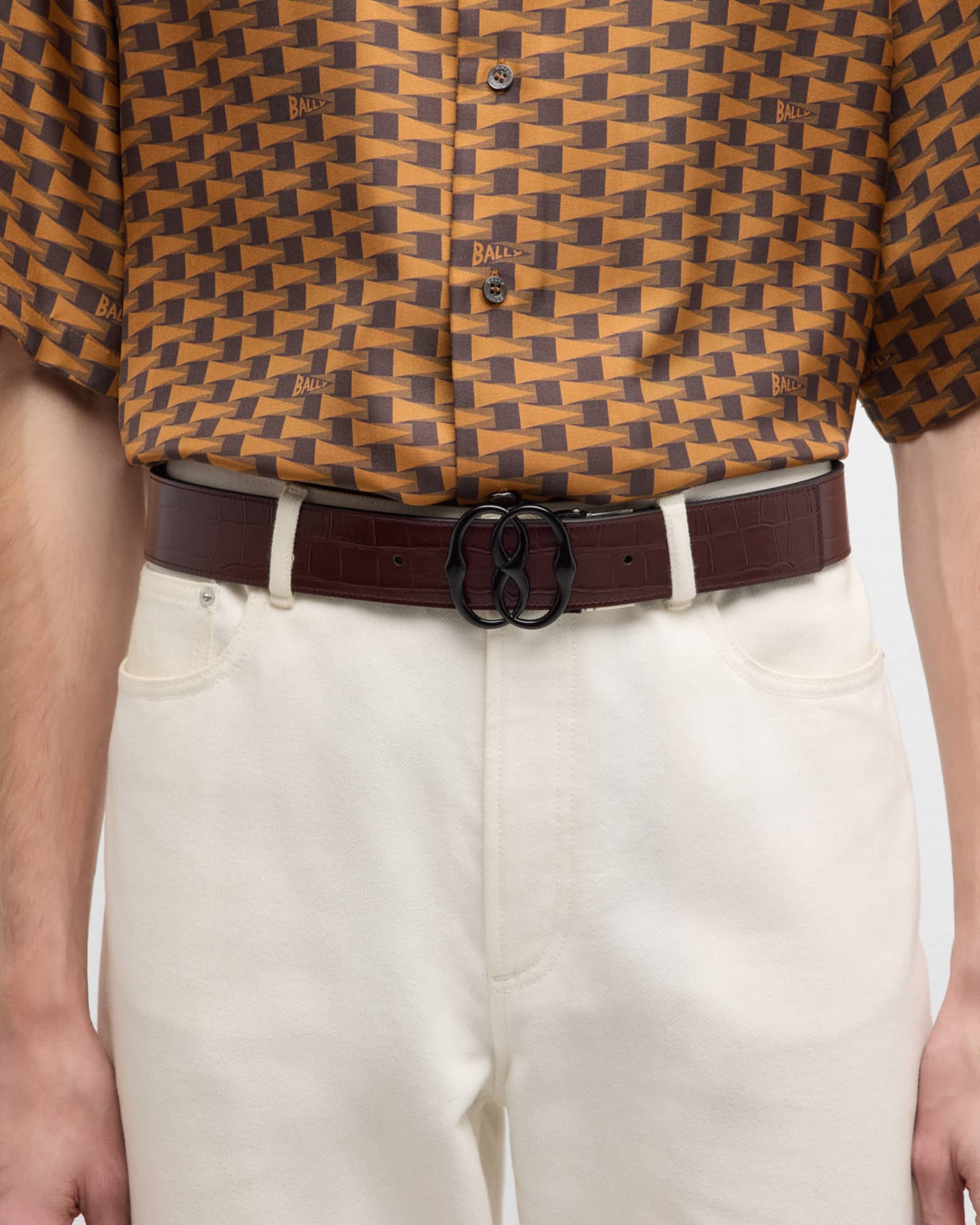 Bally Emblem-buckle braided belt - Blue