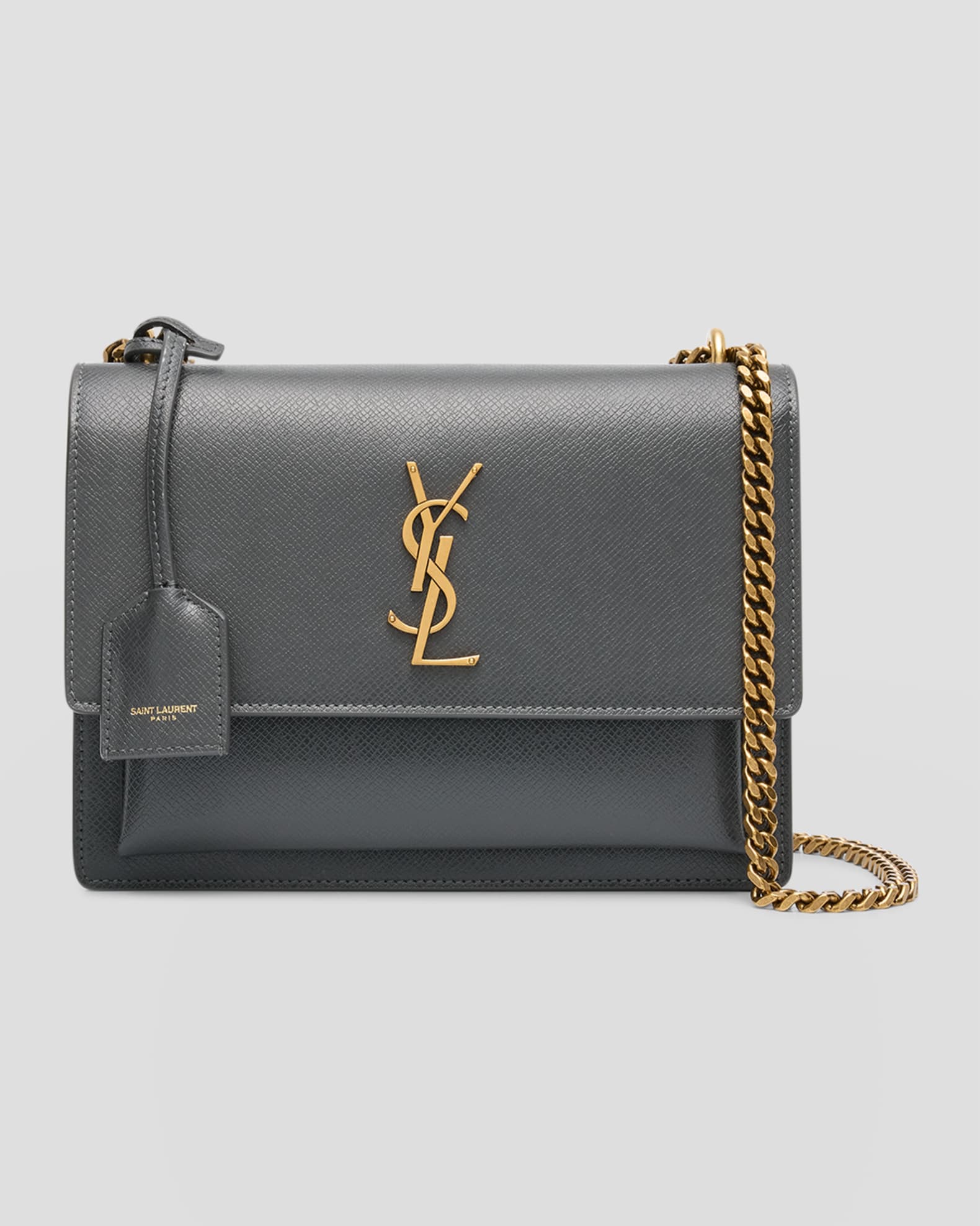 Saint Laurent Sunset Medium YSL Crossbody Bag in Grained Leather