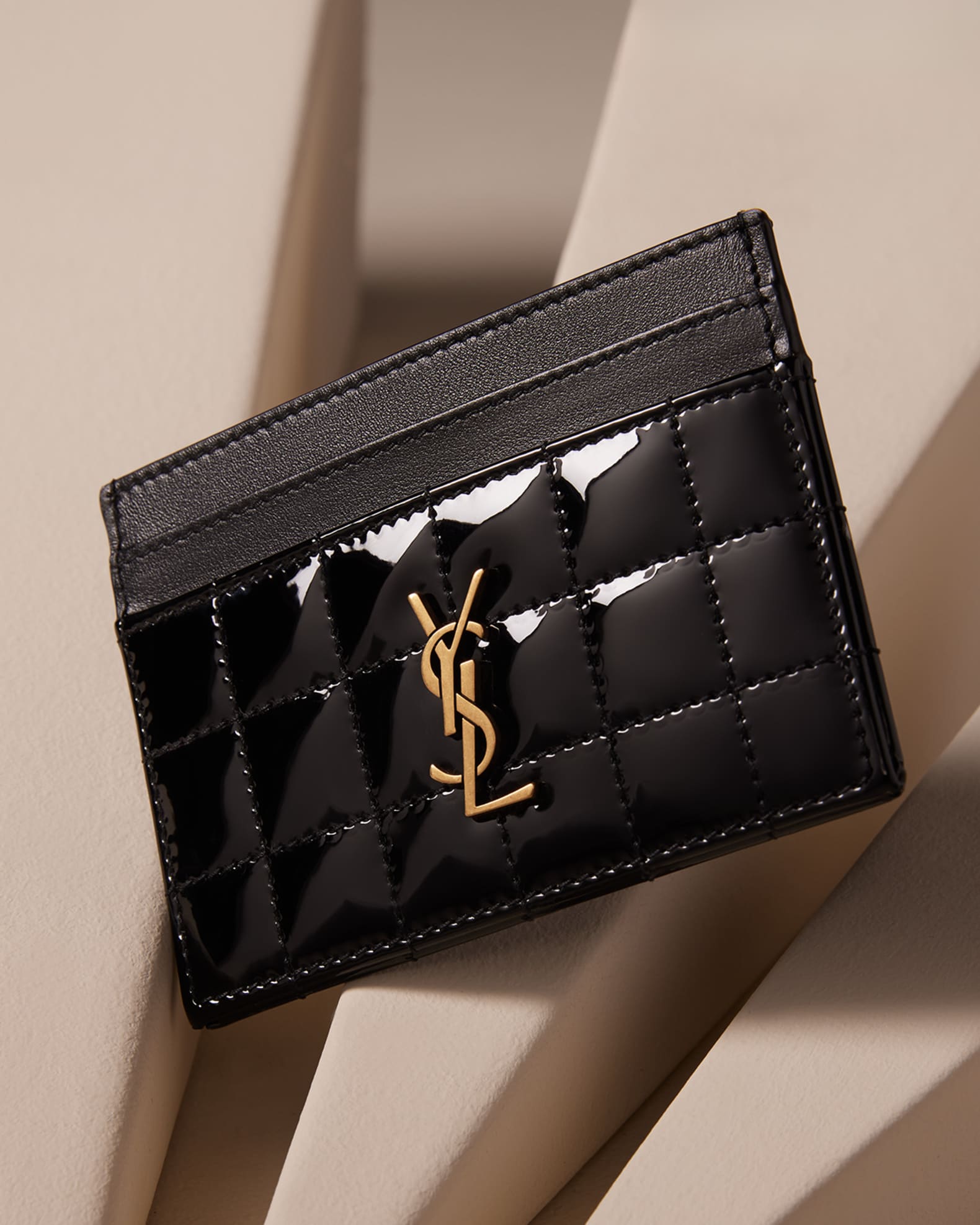 Cassandre YSL Card Case in Quilted Patent Leather