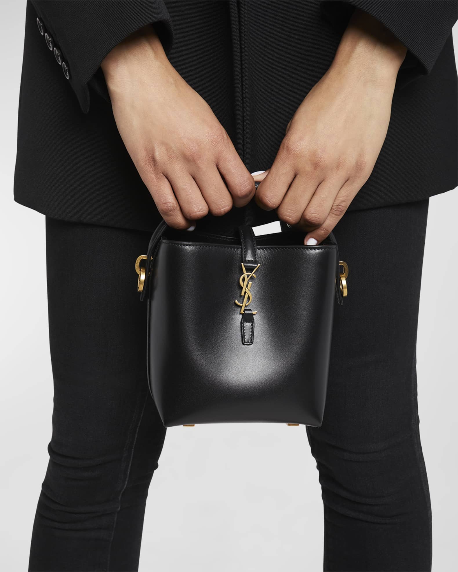 Saint Laurent Le 37 Small Leather Bucket Bag in Black