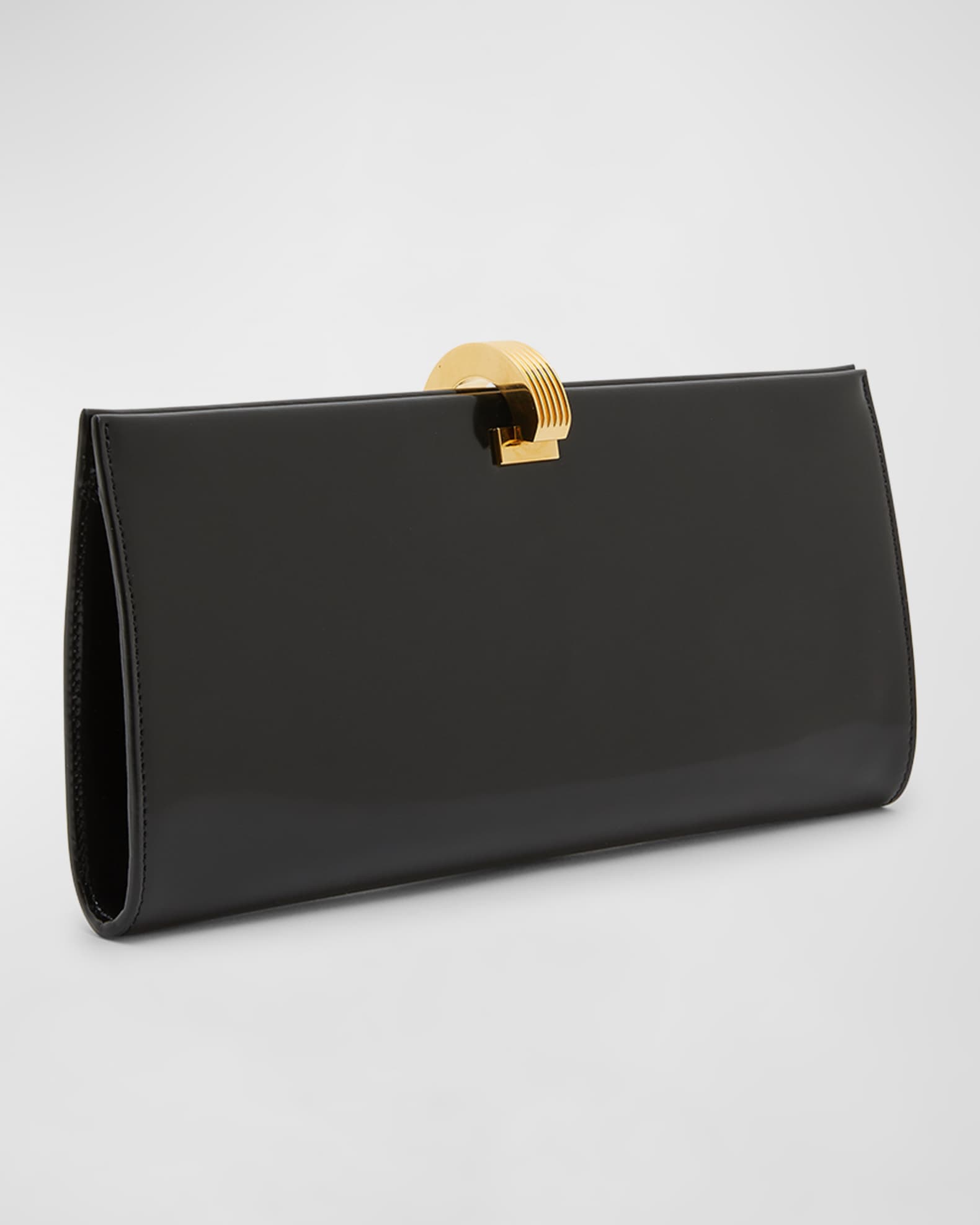 Saint Laurent YSL Embossed Ring Closure Evening Clutch Bag in Patent Leather Neiman Marcus