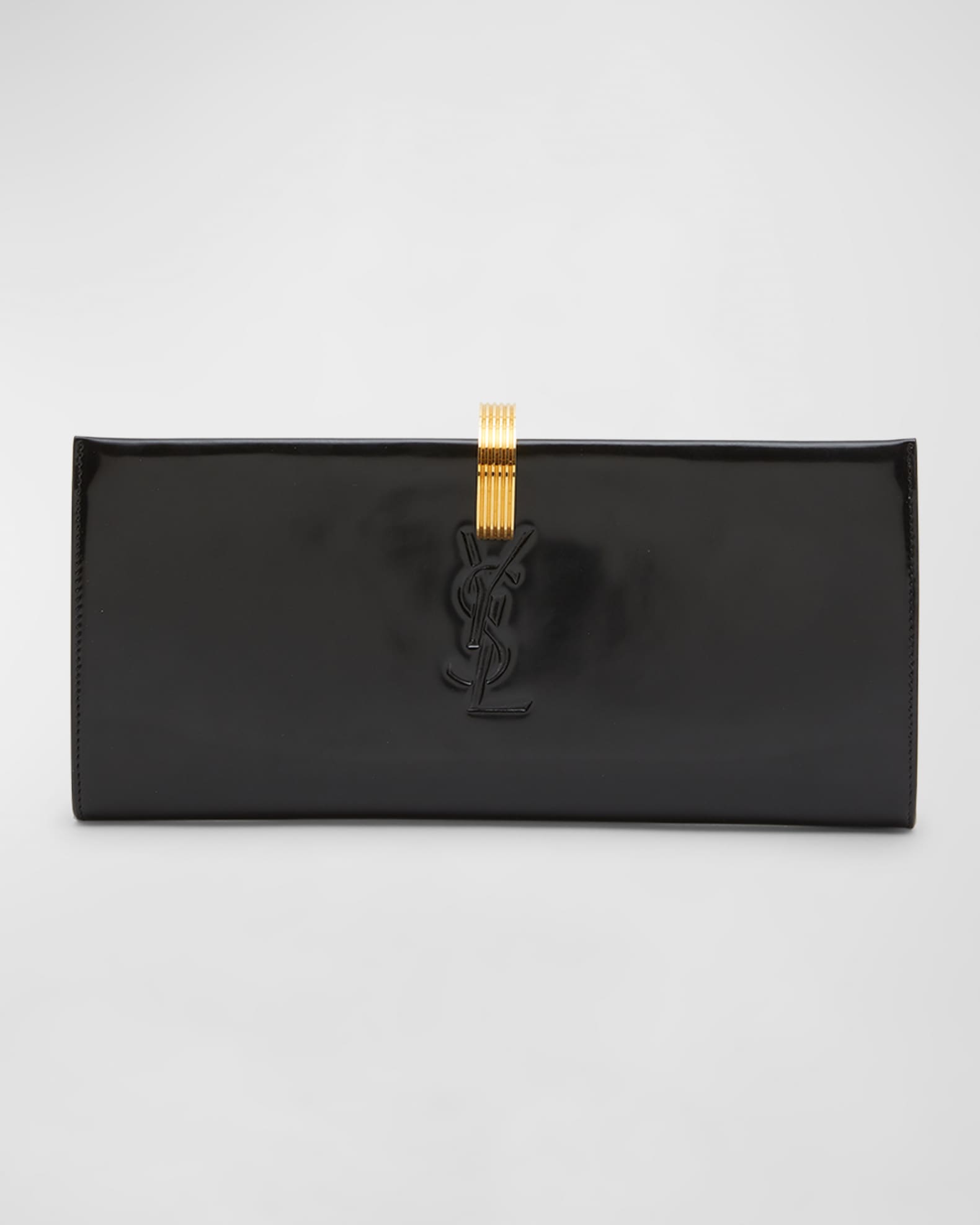 Saint Laurent Patent Leather Frame Clutch Nero